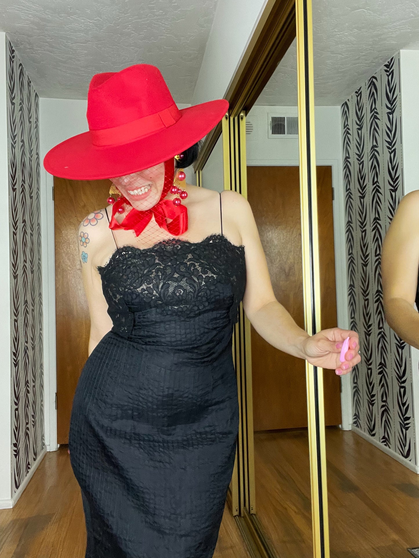 Vintage 50s / 60s Black Wiggle Dress Fits Sizes S-M