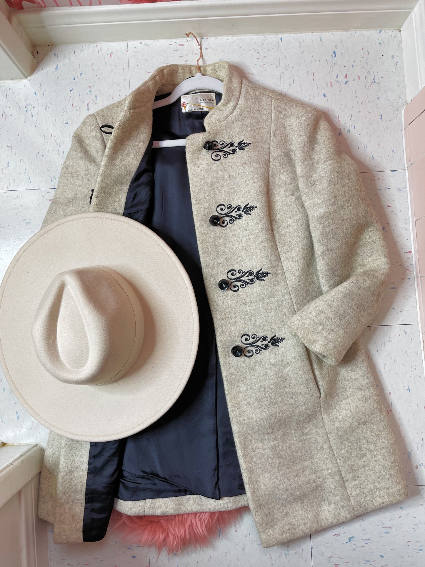 Vintage 50s / 60s Whimsical Made in Austria Wool Coat Fits Sizes XS-SM