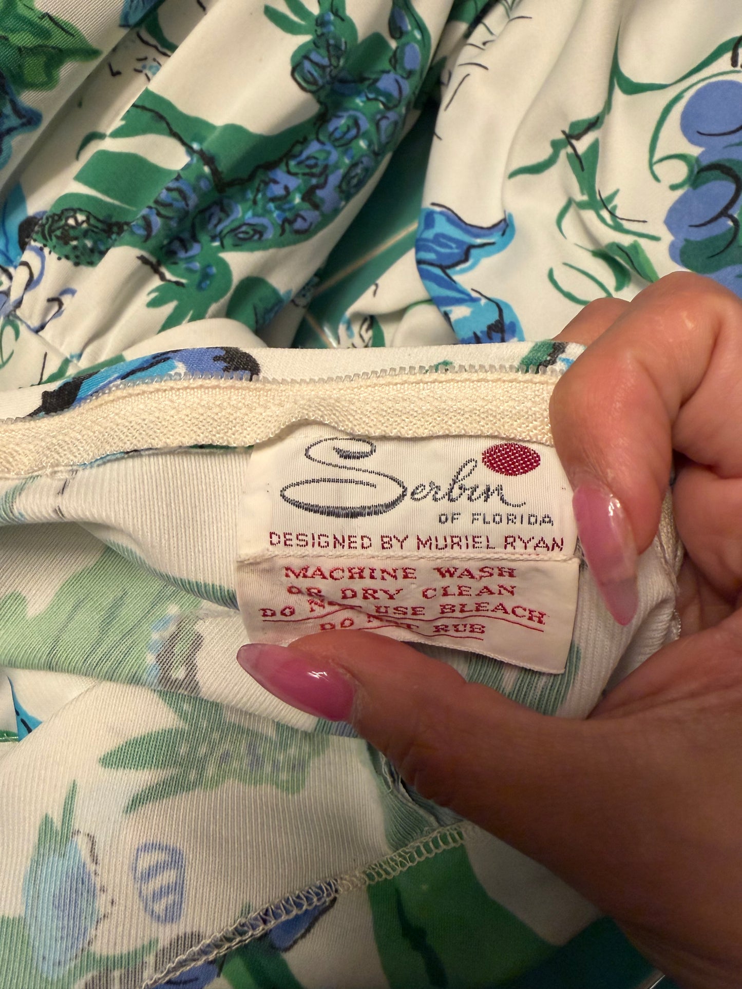 Vintage 60s “Serbin of Florida” designed by Muriel Ryan novelty print maxi Fits XS-SM