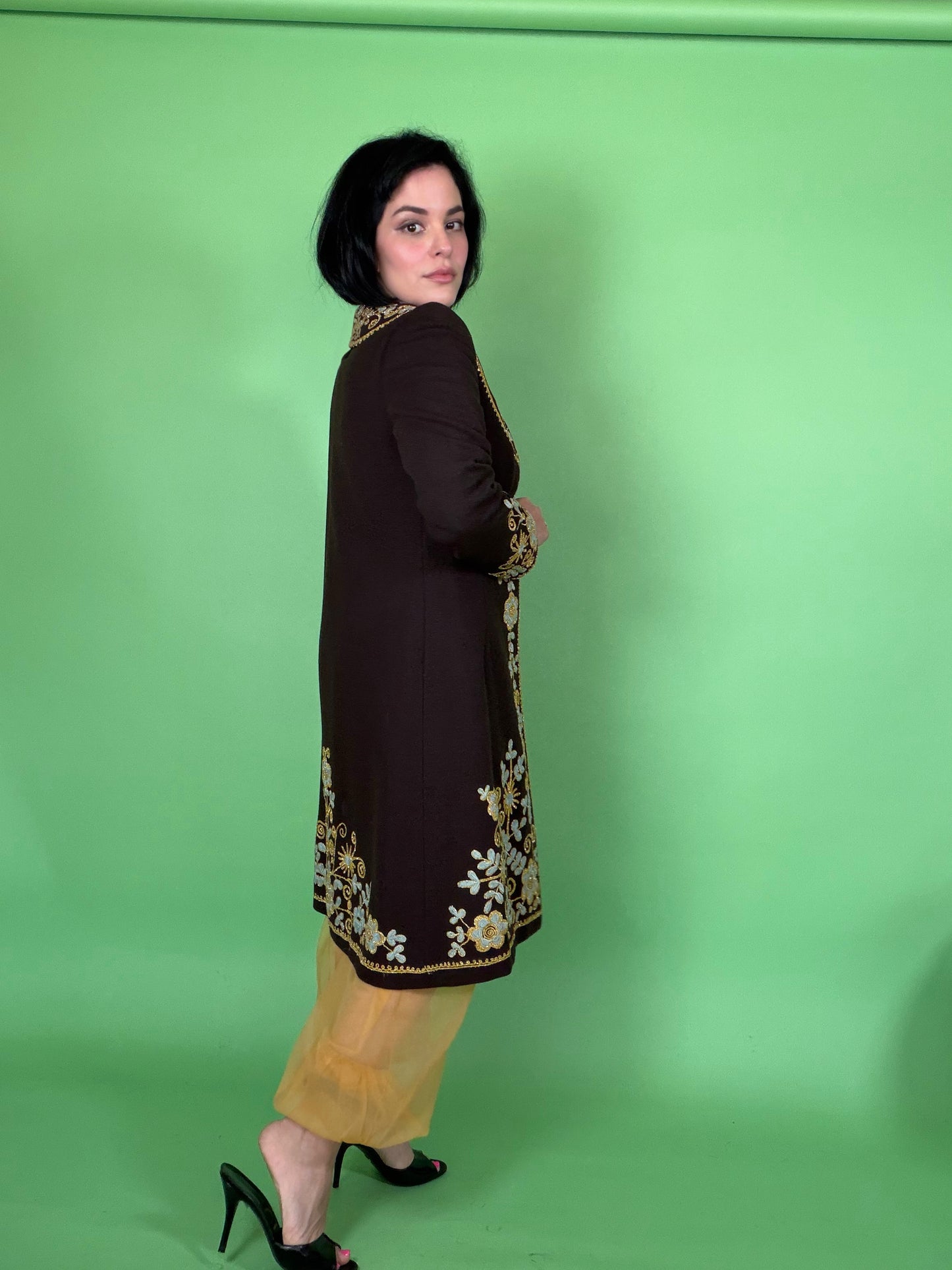 Vintage 40s Roman Embroidered Wool Coat Fits XS-M