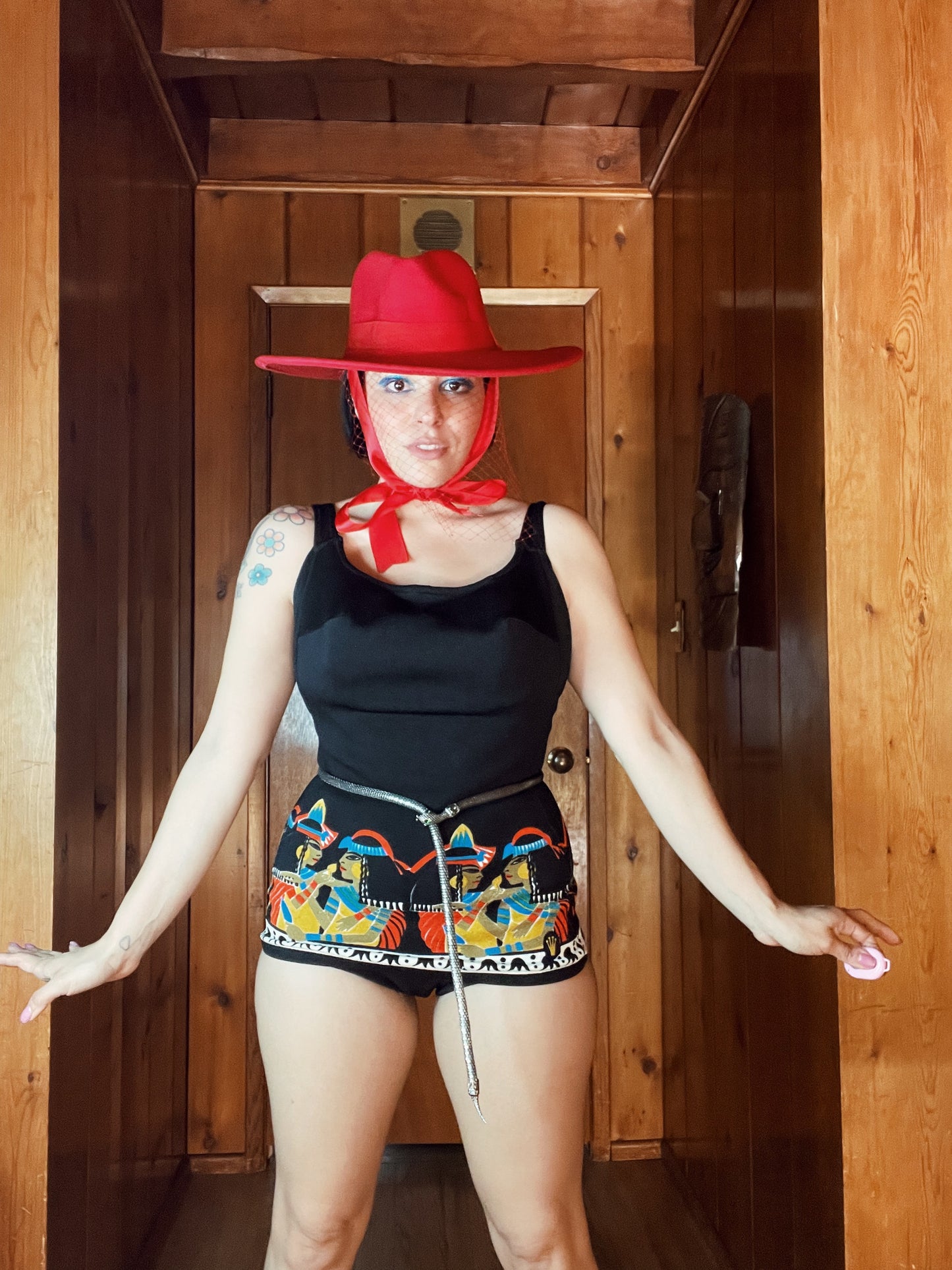 Vintage 50s / 60s Triumph Cleopatra Novelty Print Swimsuit Fits Sizes S-M