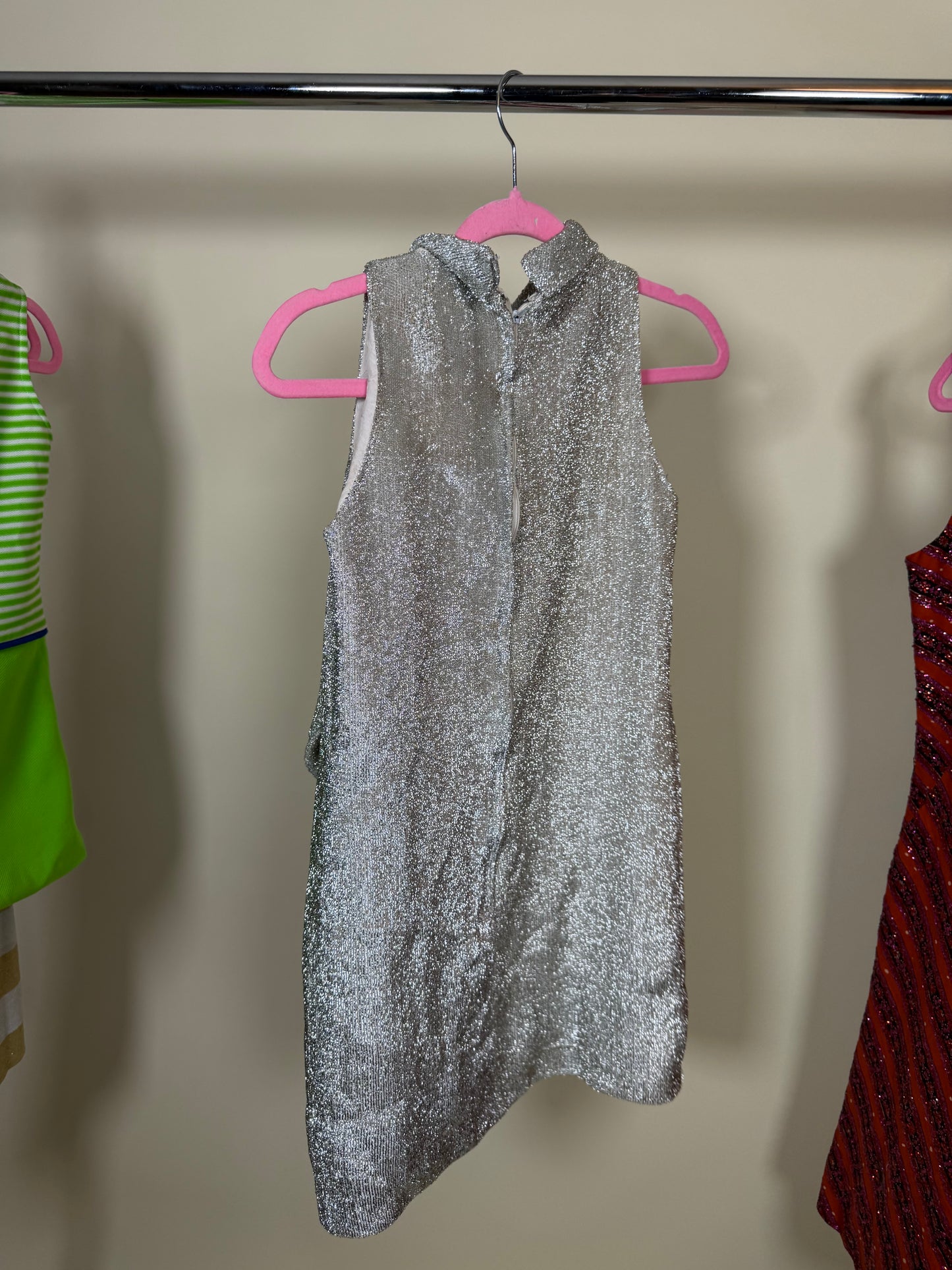 60s Silver Metallic Go Go Dress by Fashion Creations ALGO Fits XS-SM