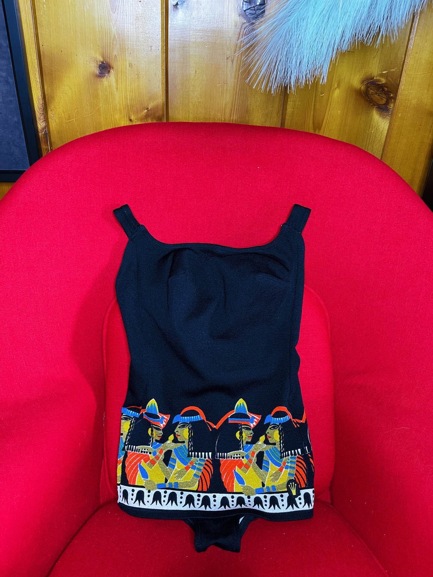 Vintage 50s / 60s Triumph Cleopatra Novelty Print Swimsuit Fits Sizes S-M