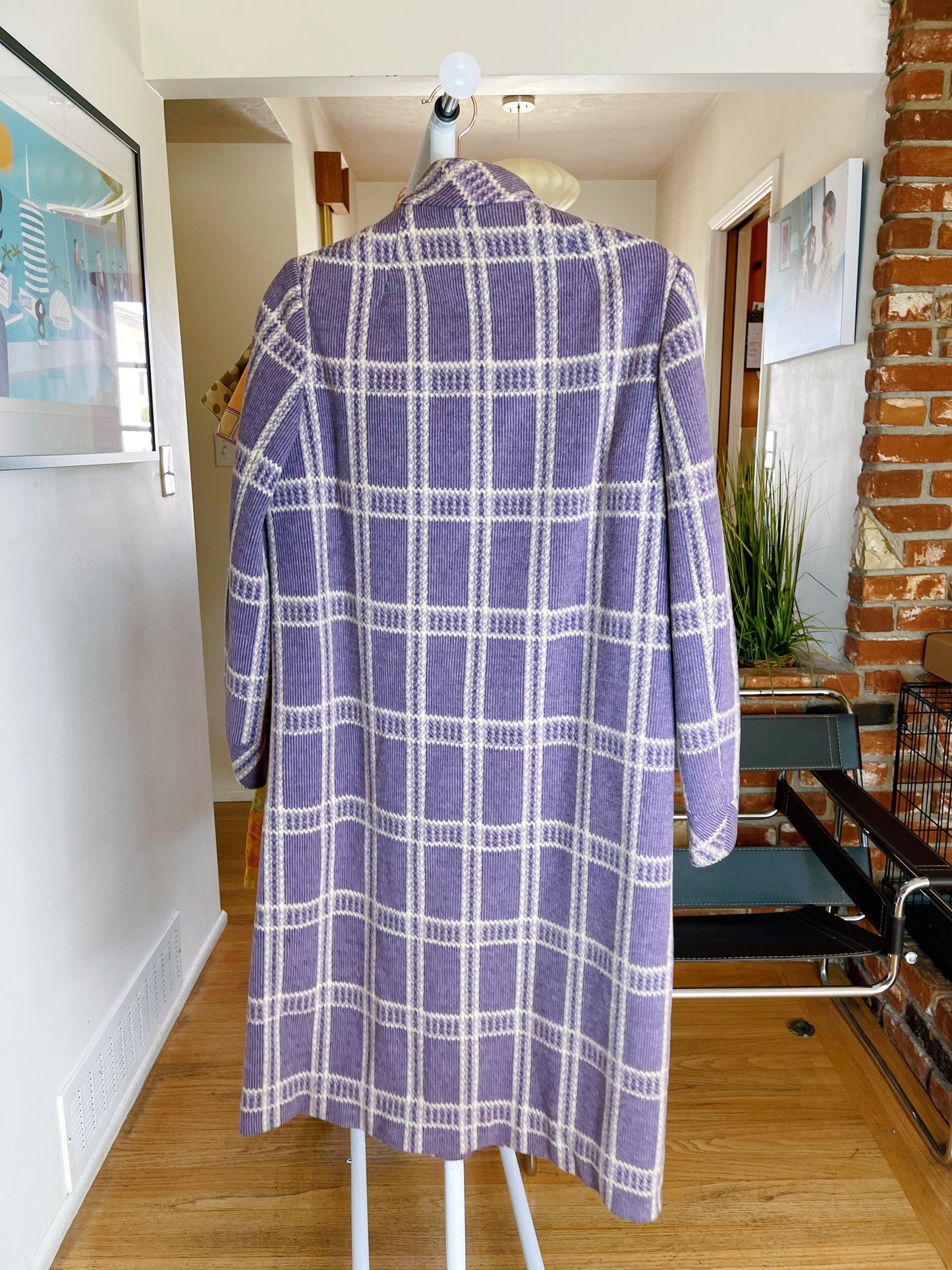 Vintage 60s Mod Donald Brooks Plaid Lavender Lightweight Wool Fits S-L