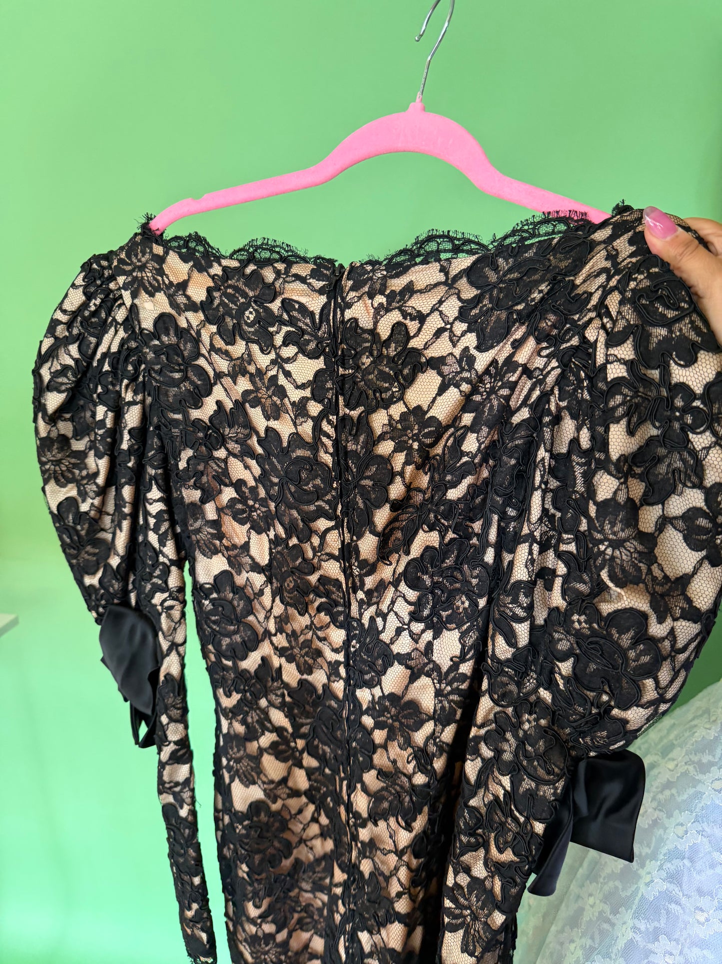 Vintage 80s /90s French Lace Dress by Isa Velle Allard Paris Fits XS-SM