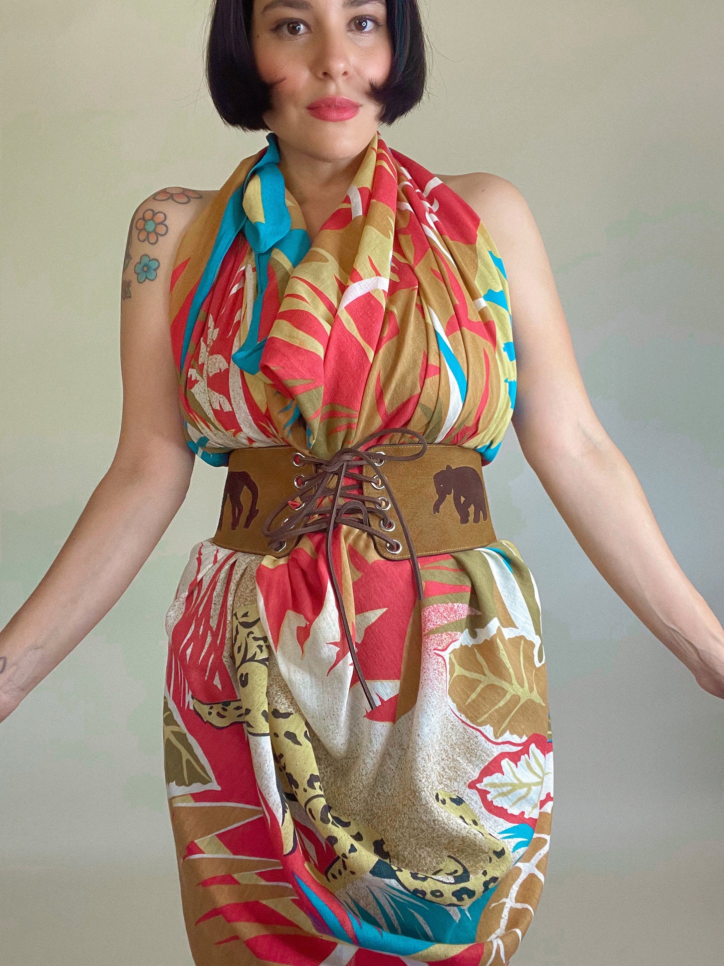 Vintage 70s / 80s "Jacques Rollet" Cotton Oversized Safari Scarf