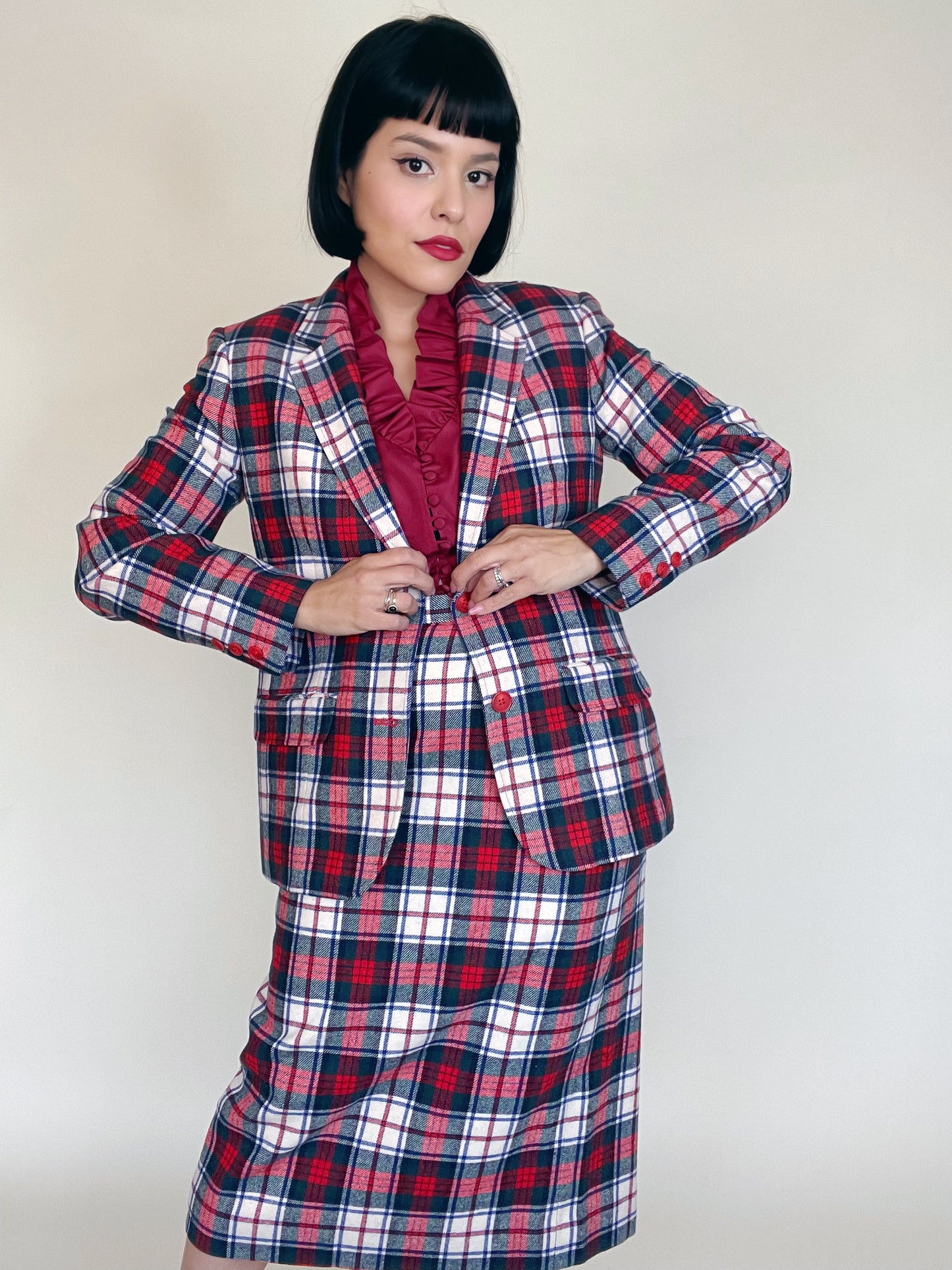 Vintage 60s / 70s "Pendleton" Pure Virgin Wool Blazer & Pencil Skirt Set Best Fits Sizes S-M