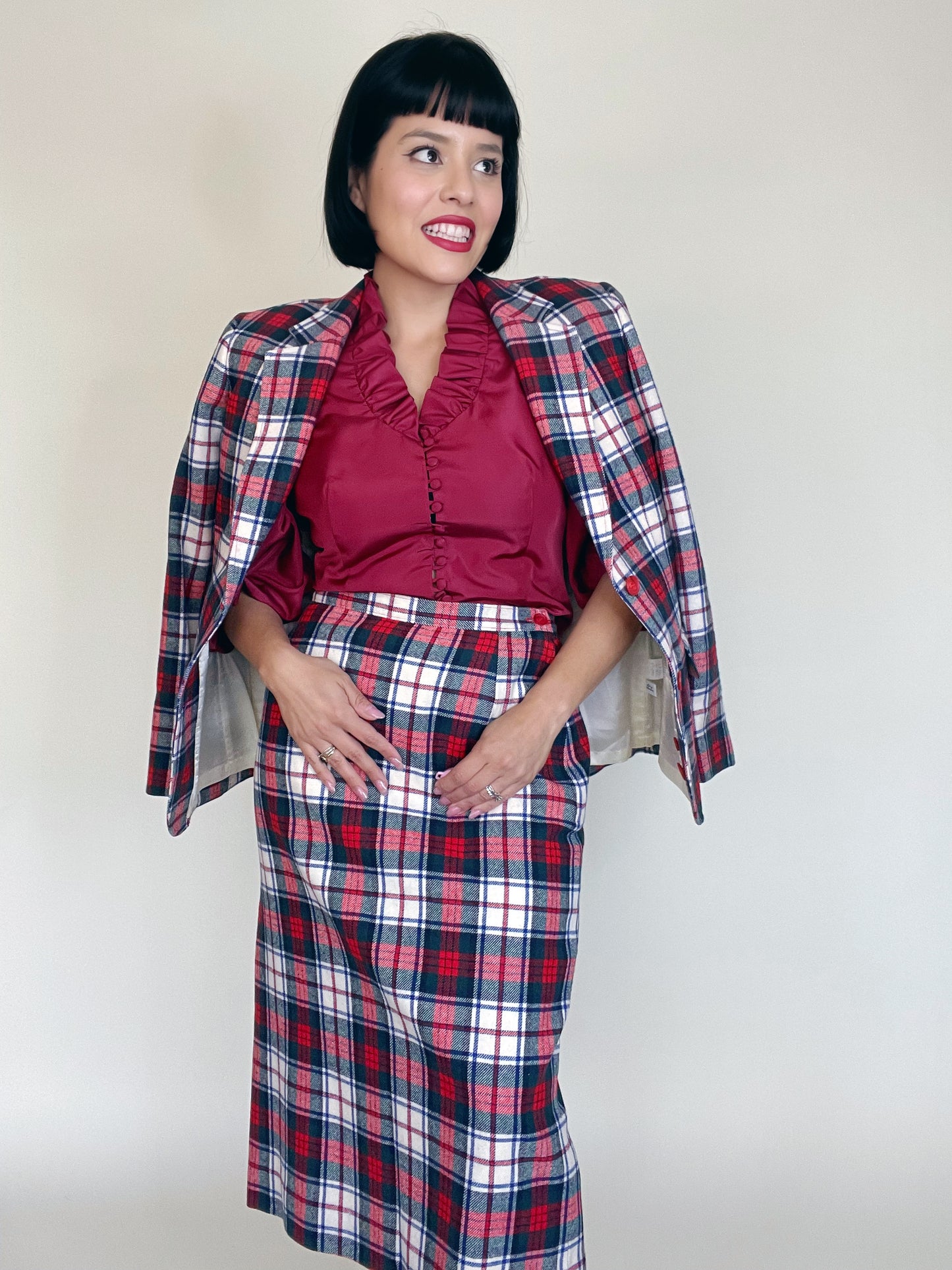 Vintage 60s / 70s "Pendleton" Pure Virgin Wool Blazer & Pencil Skirt Set Best Fits Sizes S-M