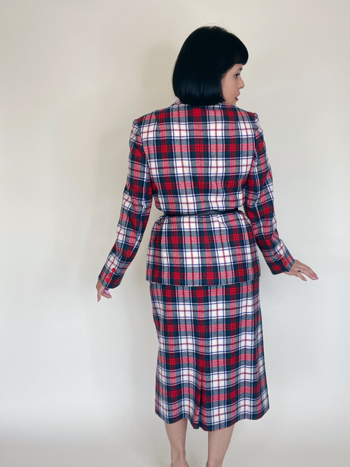 Vintage 60s / 70s "Pendleton" Pure Virgin Wool Blazer & Pencil Skirt Set Best Fits Sizes S-M