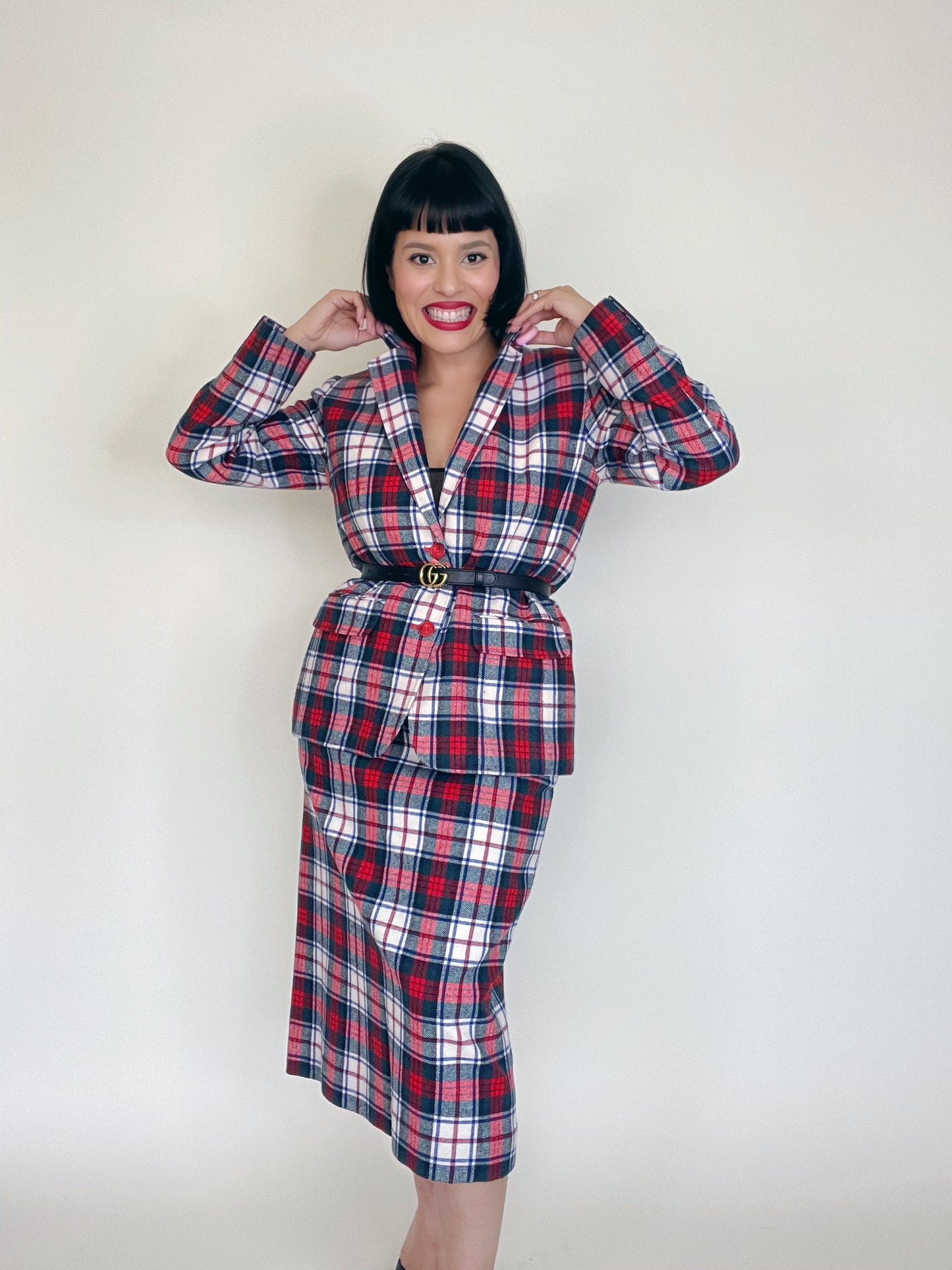 Vintage 60s / 70s "Pendleton" Pure Virgin Wool Blazer & Pencil Skirt Set Best Fits Sizes S-M