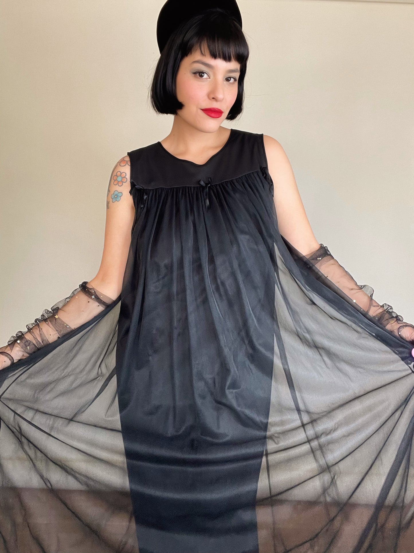 Vintage 60s Nylon Trapeze Nighty Dress Fits Most Sizes