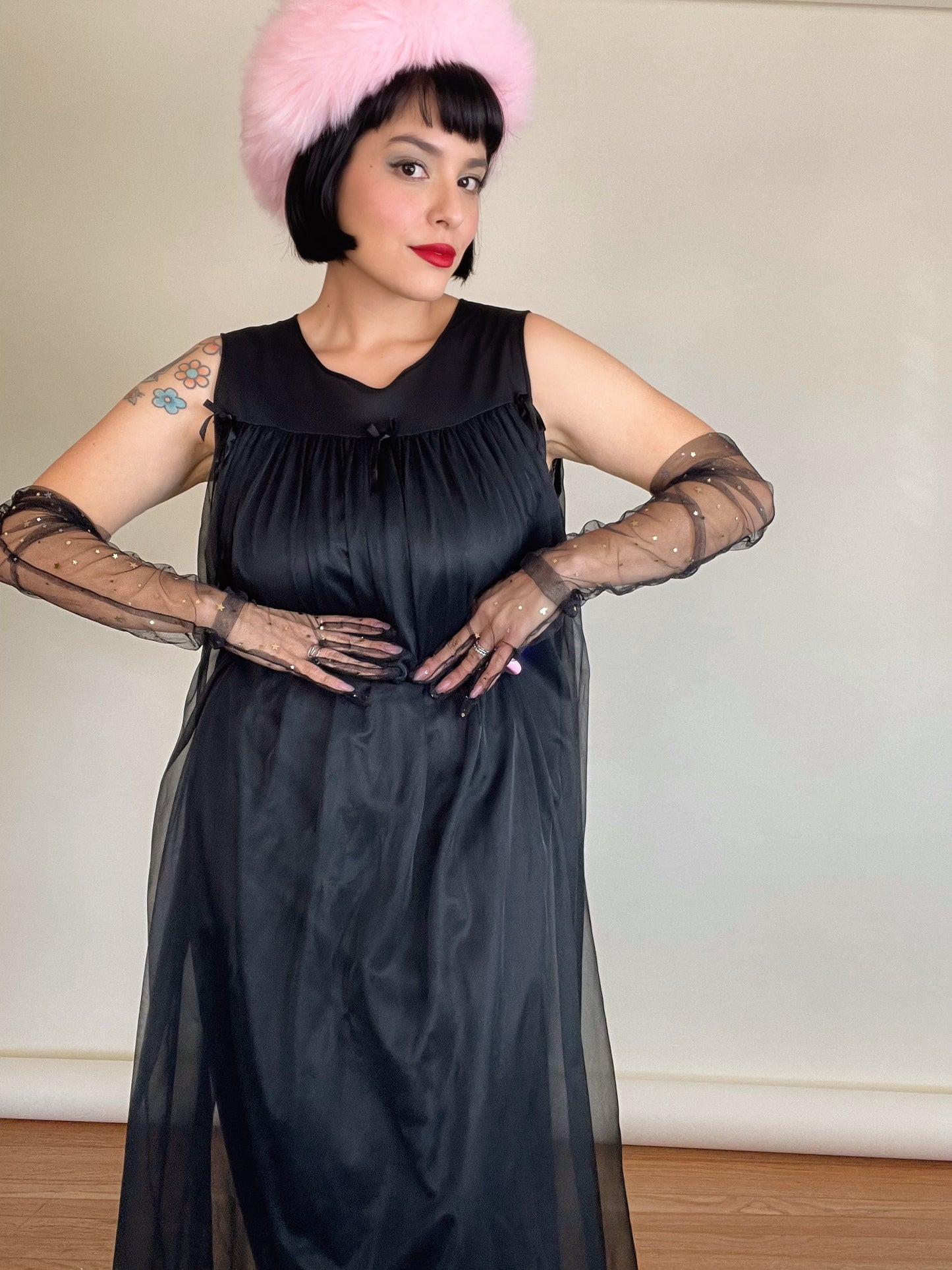 Vintage 60s Nylon Trapeze Nighty Dress Fits Most Sizes