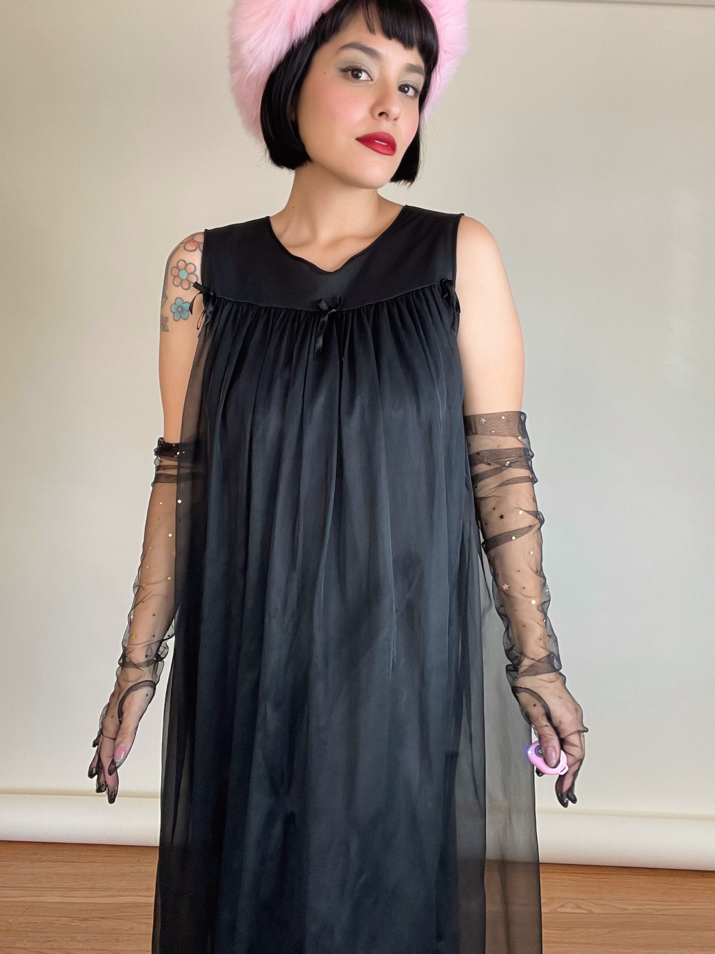 Vintage 60s Nylon Trapeze Nighty Dress Fits Most Sizes