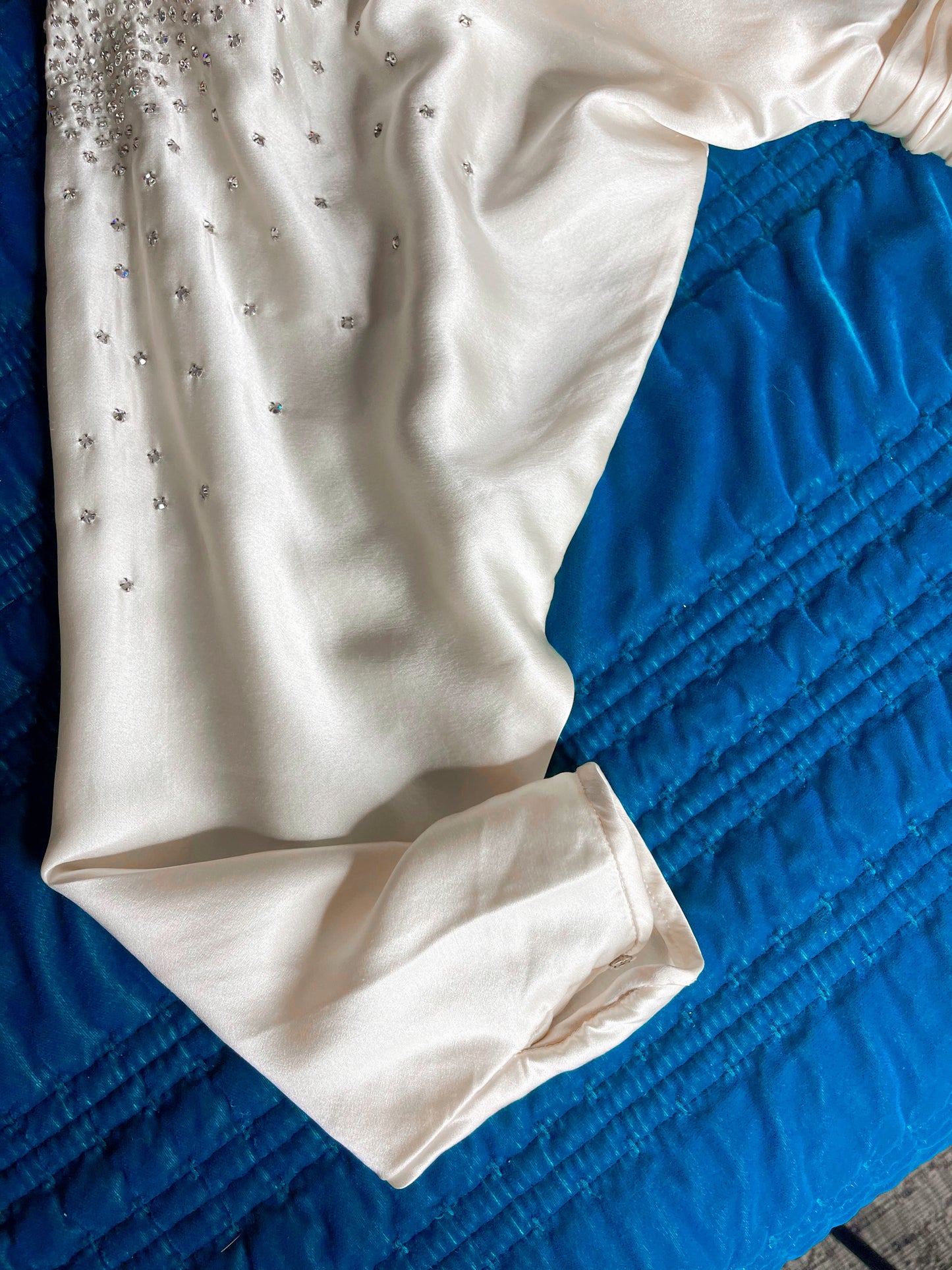 Vintage 80s Silk Rhinestone Wiggle Dress Fits Sizes XS-SM