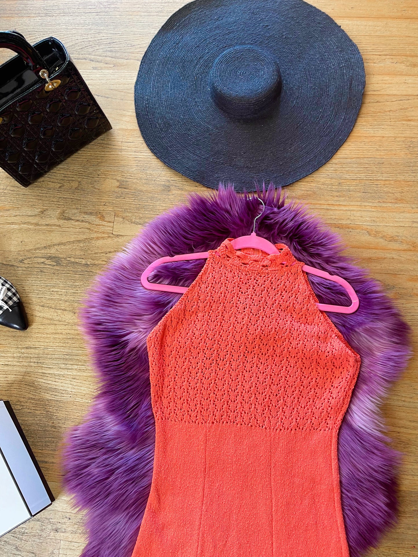 Vintage 60s 70s "Picardo Knits" Salmon Pink Slinky Maxi Dress - Best Fits Sizes XS-M & Possible Size L