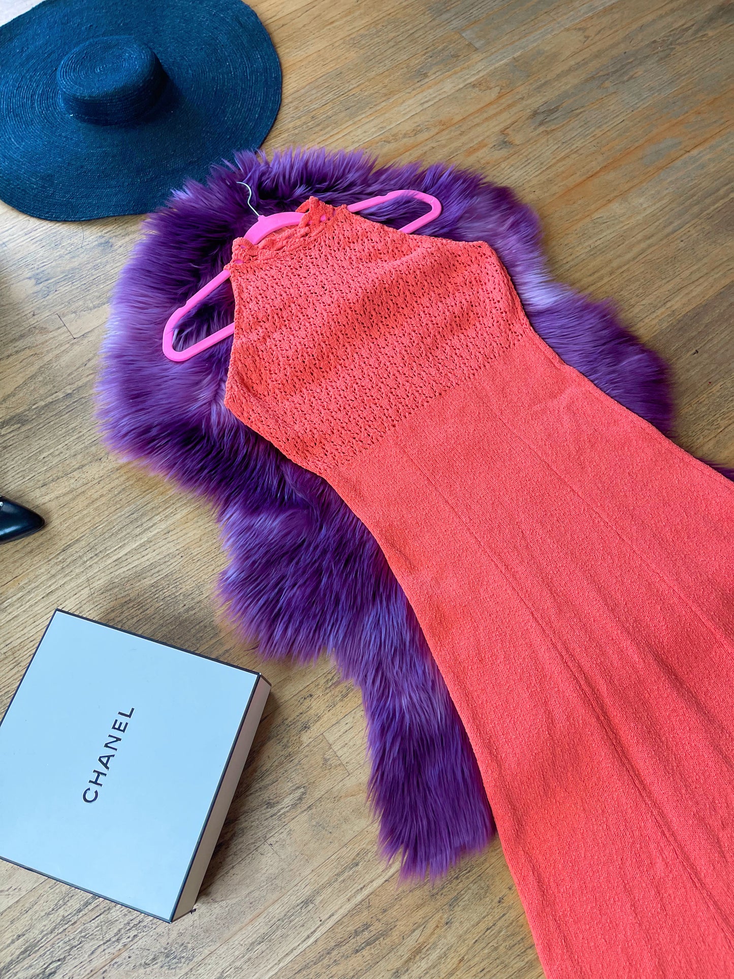 Vintage 60s 70s "Picardo Knits" Salmon Pink Slinky Maxi Dress - Best Fits Sizes XS-M & Possible Size L