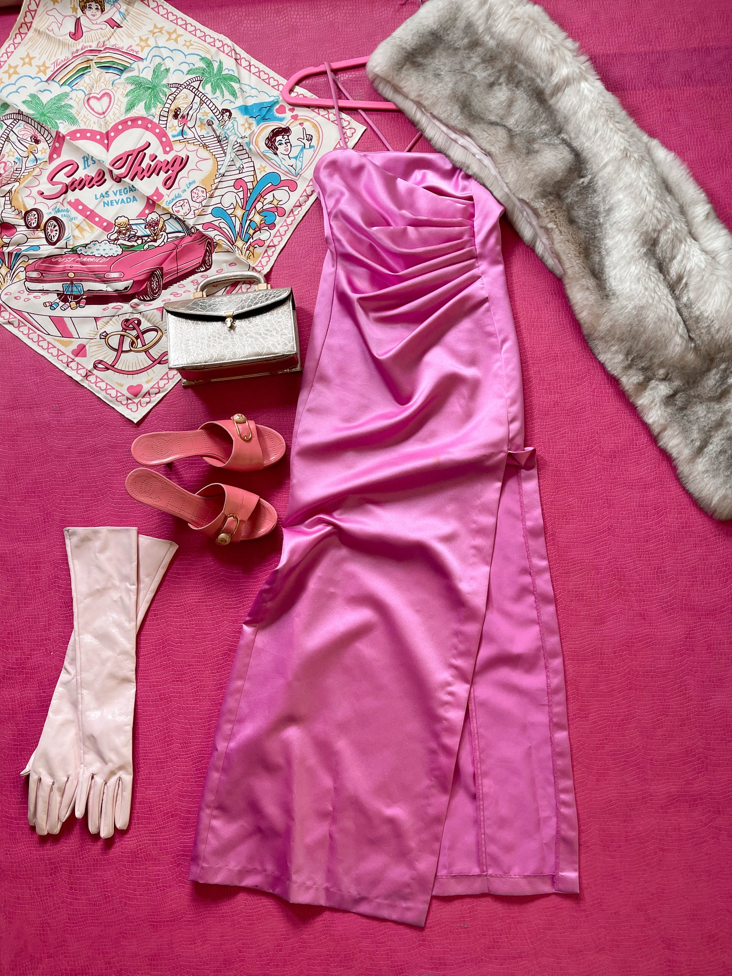 Vintage 90s Y2K Bubblegum Pink Jessica McClintock Gown - Best Fits Size XXS-XS