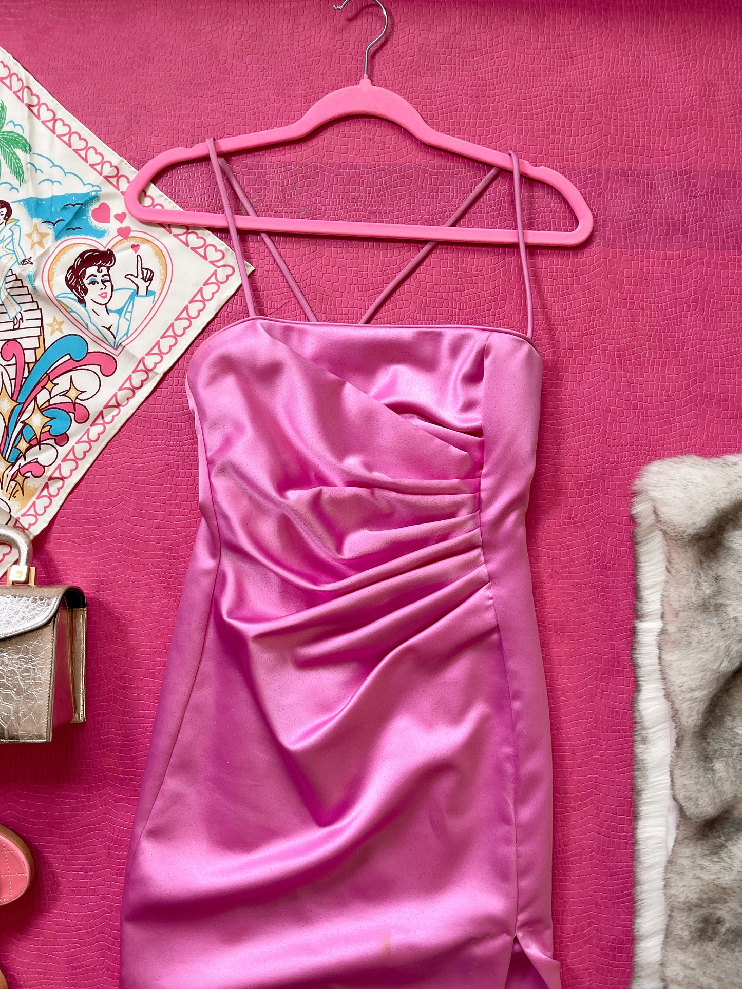 Vintage 90s Y2K Bubblegum Pink Jessica McClintock Gown - Best Fits Size XXS-XS