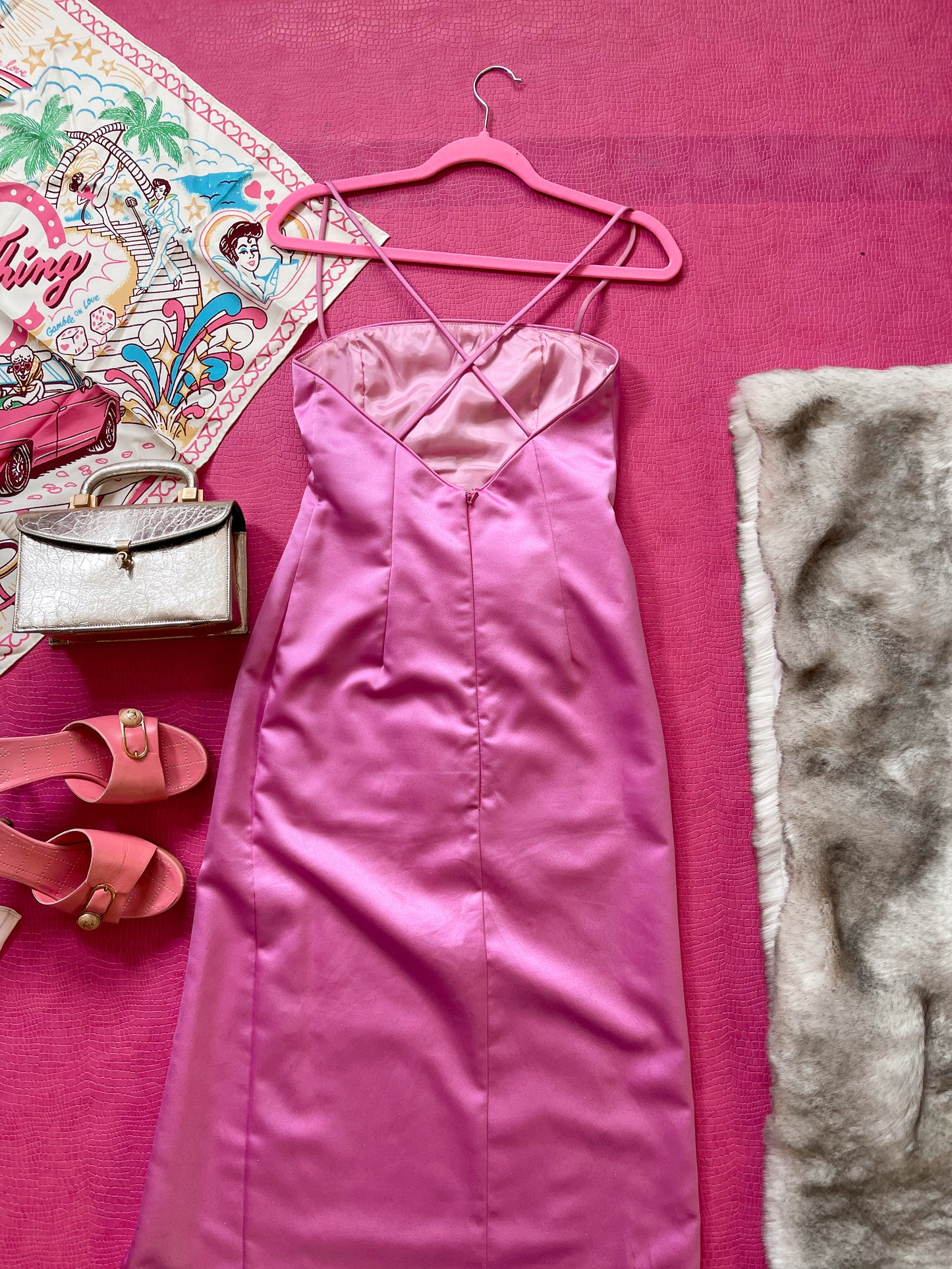 Vintage 90s Y2K Bubblegum Pink Jessica McClintock Gown - Best Fits Size XXS-XS