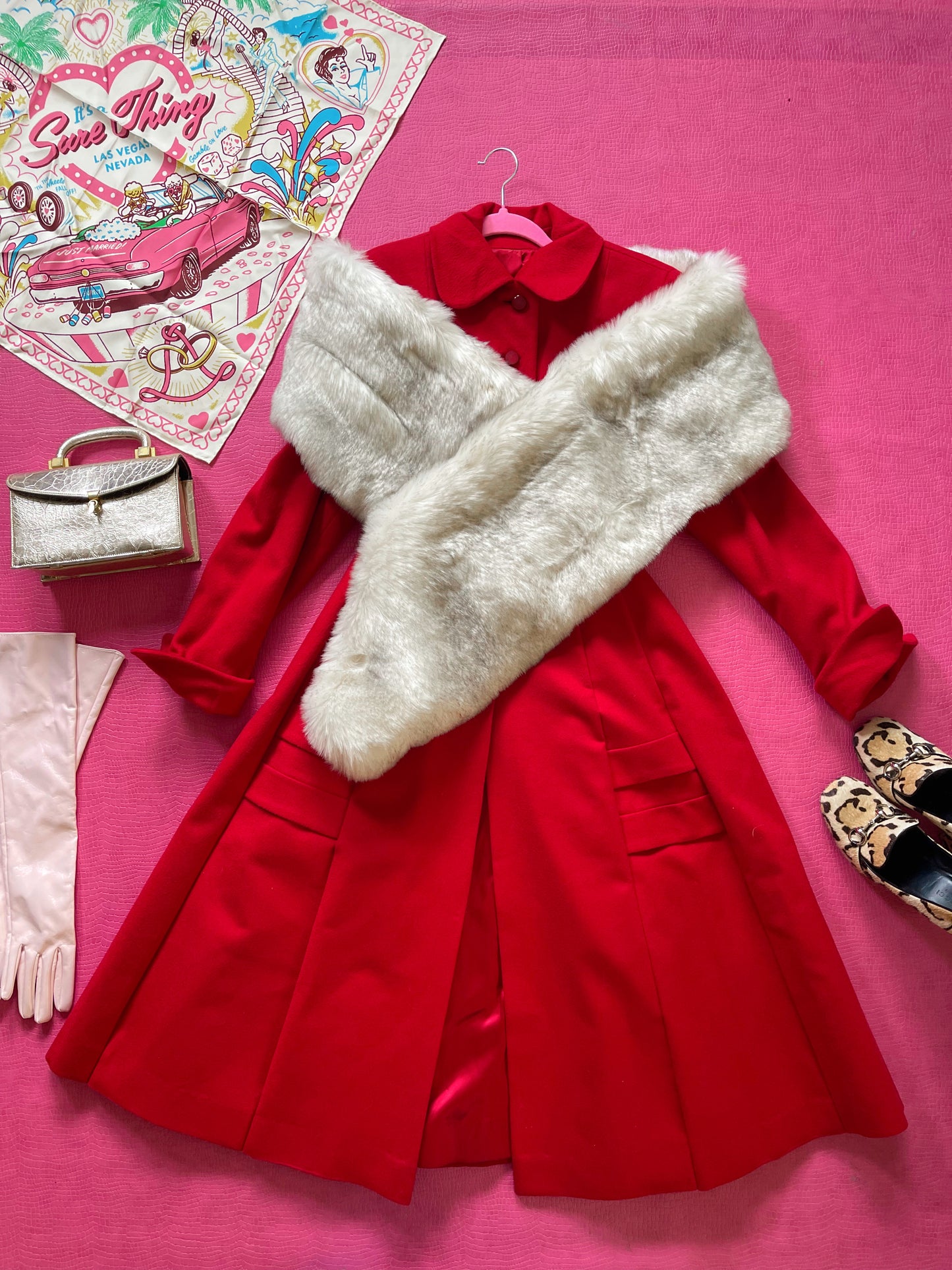 Vintage 60s Faux Fox Wrap - One Size