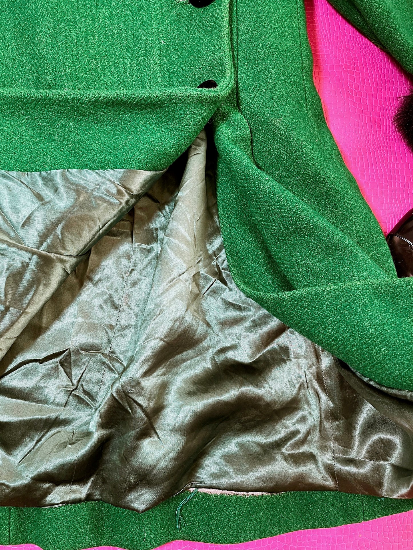 Vintage 60s Mod Green Double Breasted Coat - Best Fits Size XS-S