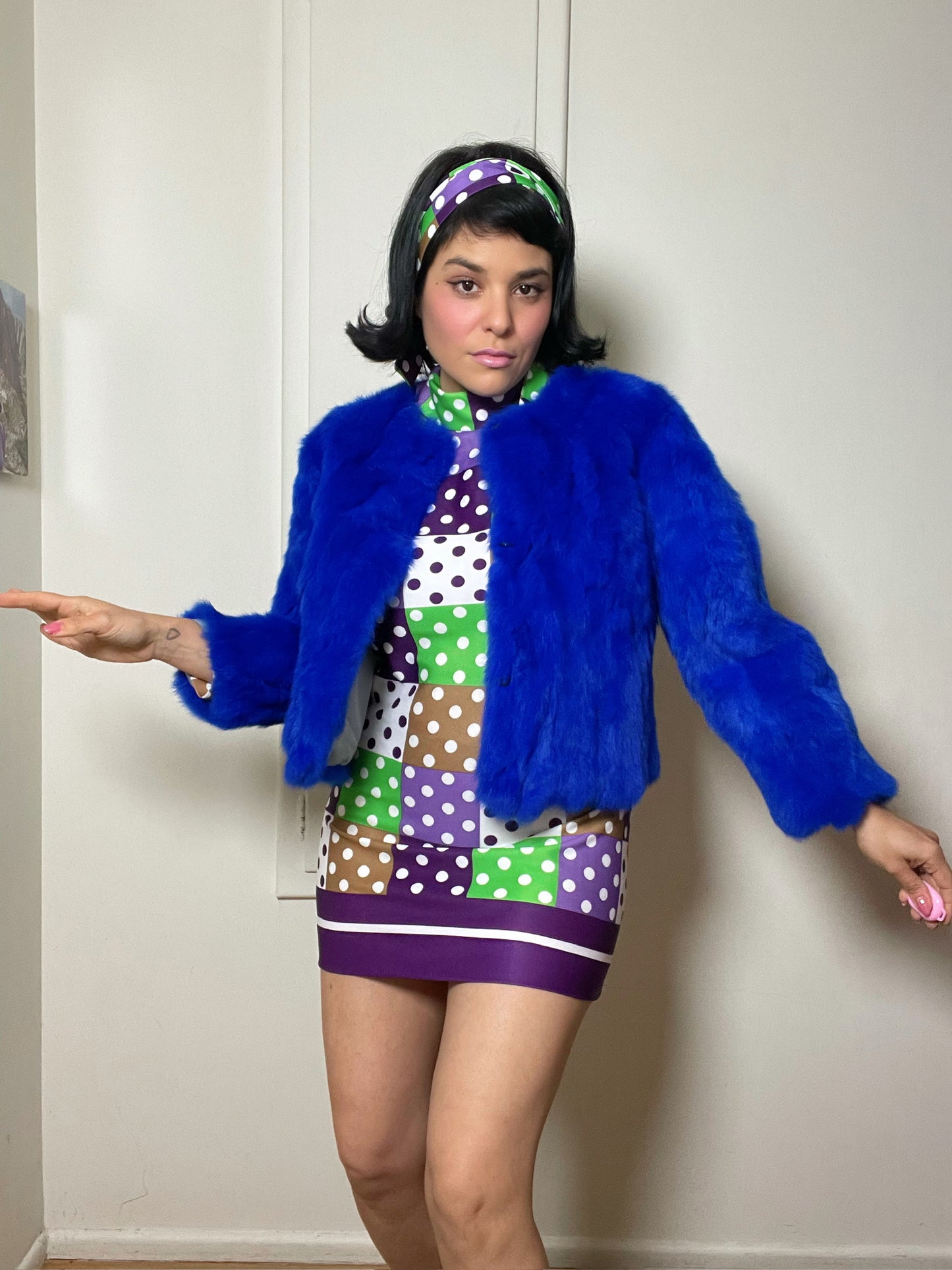 Vintage Y2K Royal Blue Rabbit Bolero Jacket - Best Fits Size S-M