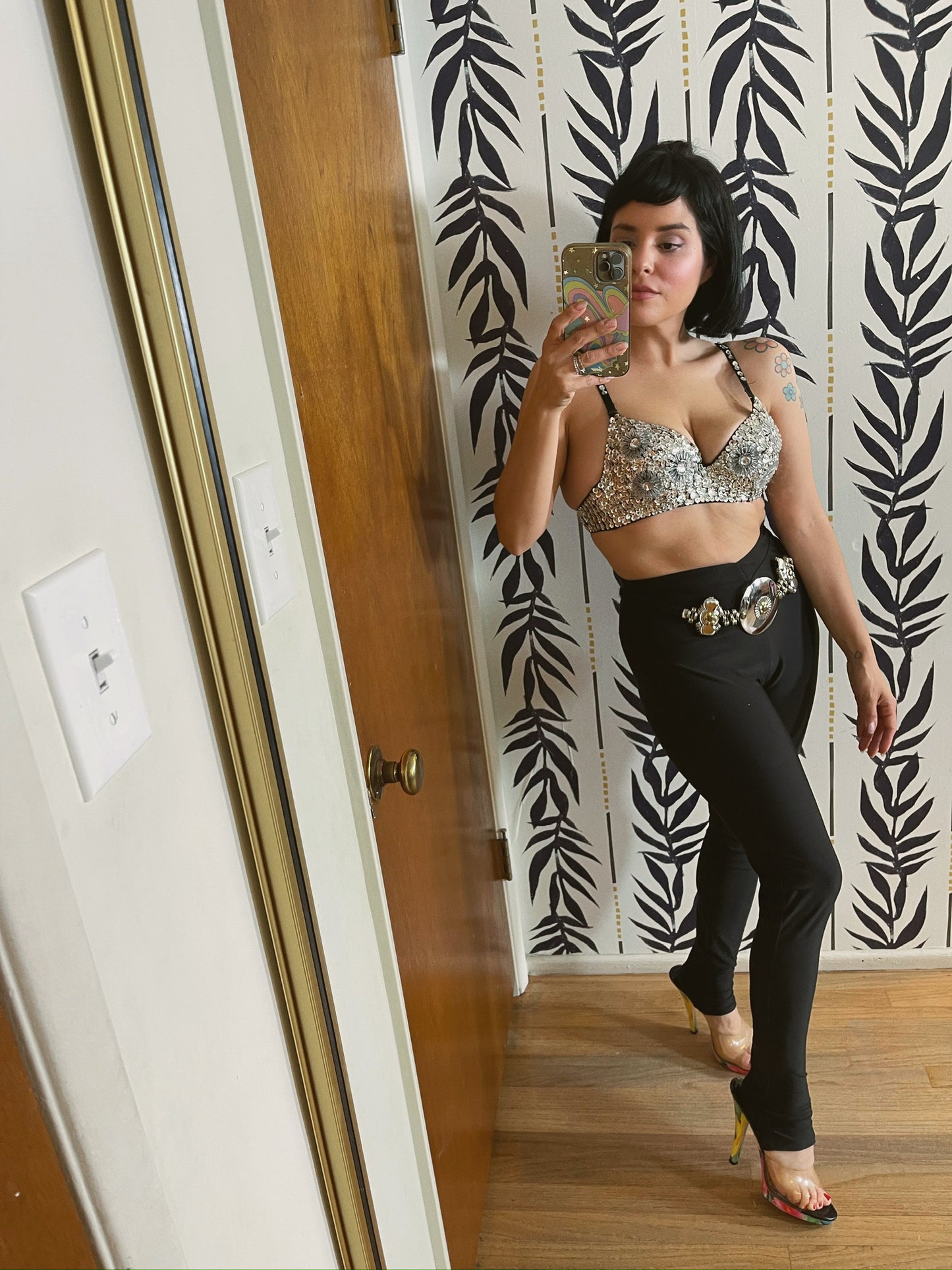 Vintage 80s 90s Beaded Bra - Best Fits 32A-32B