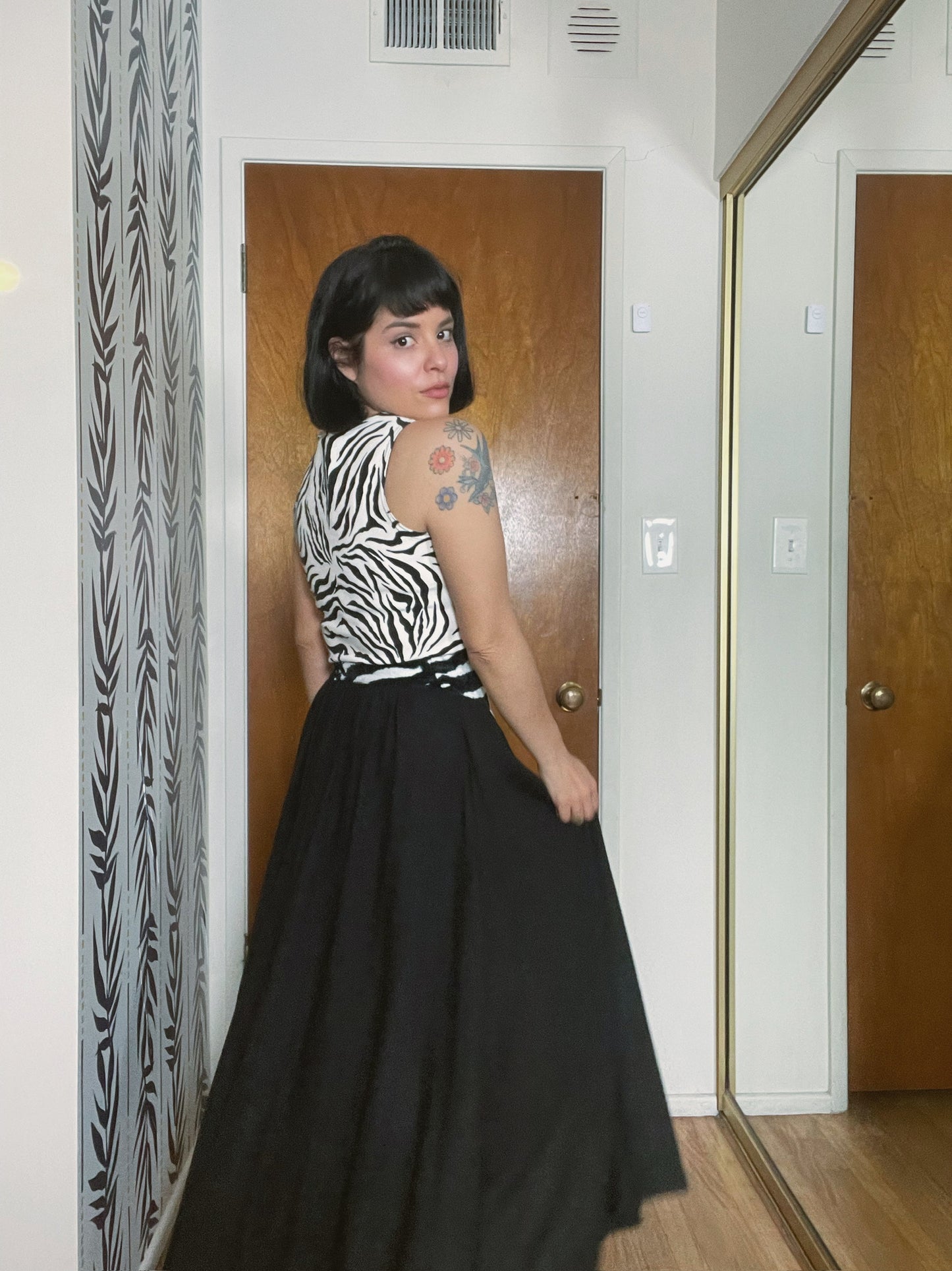 Vintage 80s "Tape Measure New York" Zebra Skirt - Best Fits Size XS-S