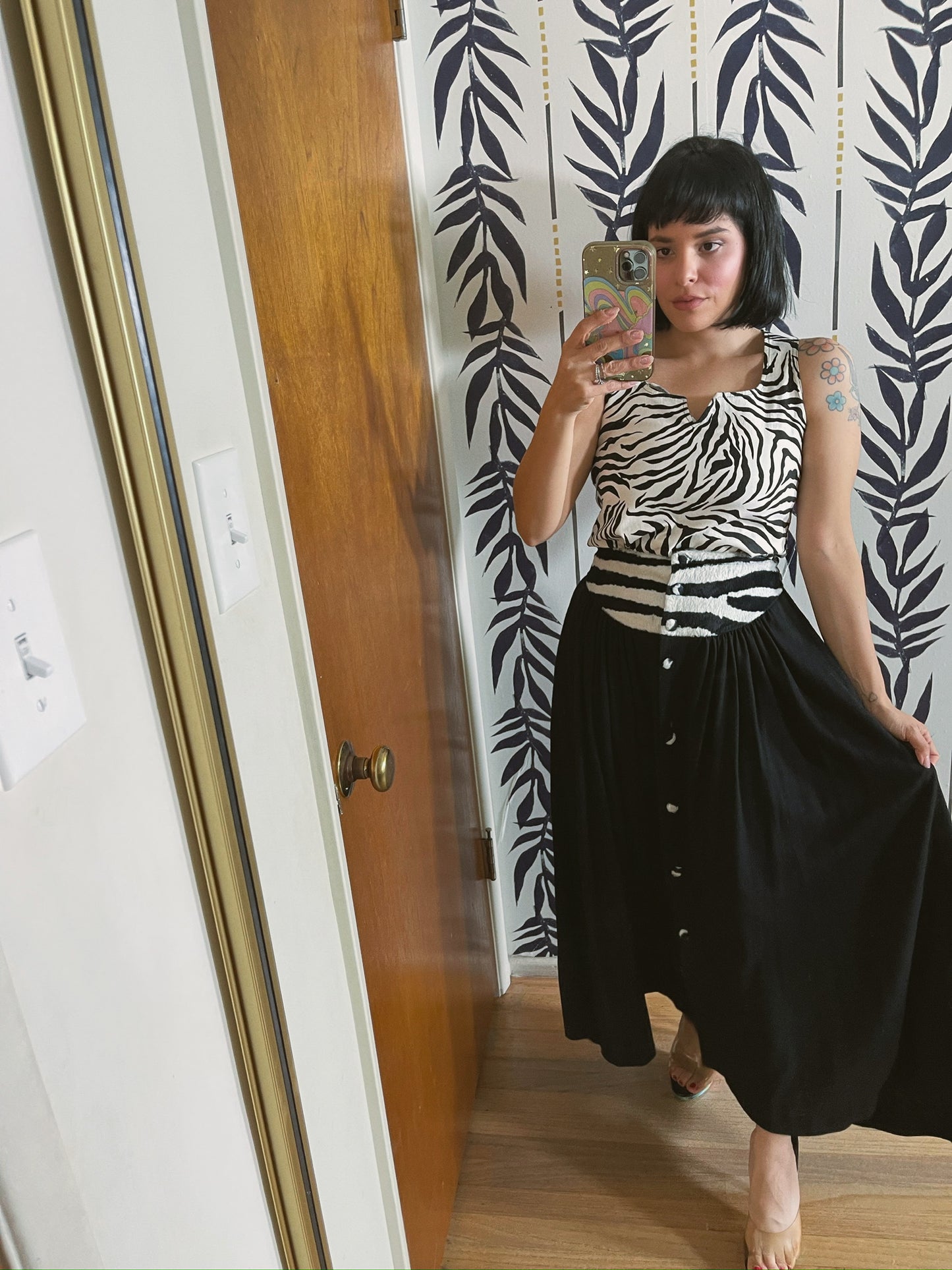 Vintage 80s "Tape Measure New York" Zebra Skirt - Best Fits Size XS-S