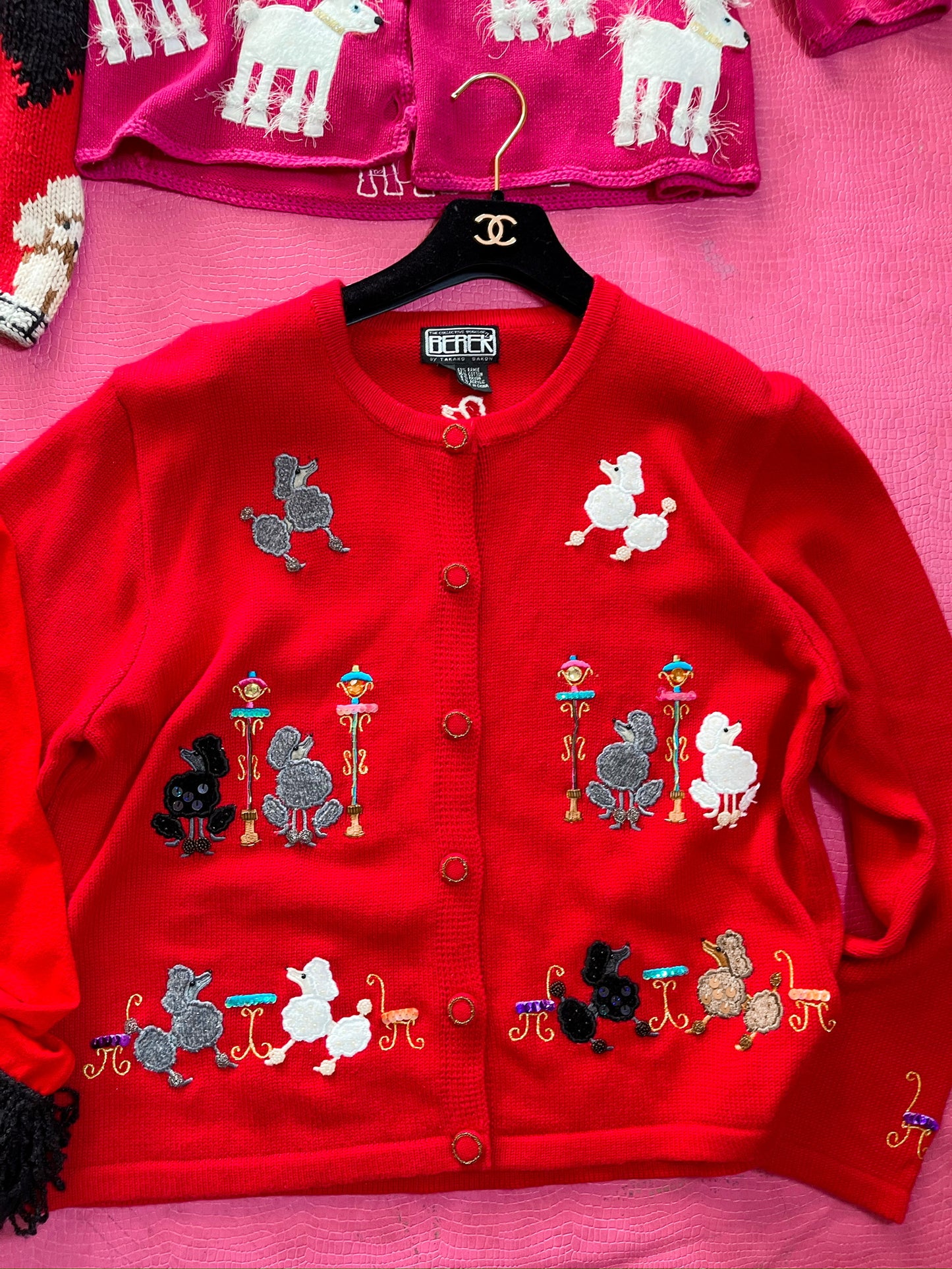Vintage 90s "Berek" Poodles Cardigan - Fits Most Sizes