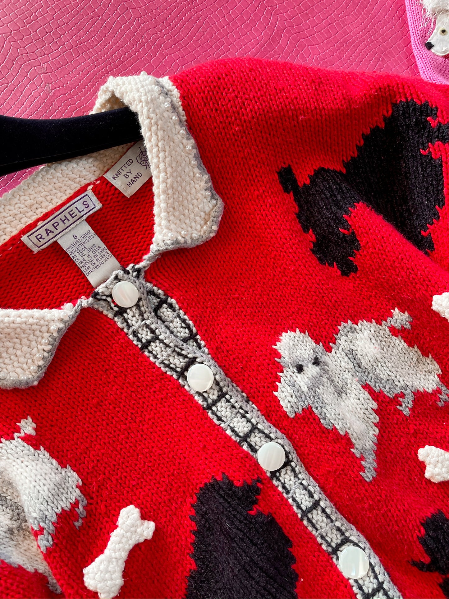 Vintage 90s "Raphels" Poodle Cardigan Sweater - Fits Most Sizes