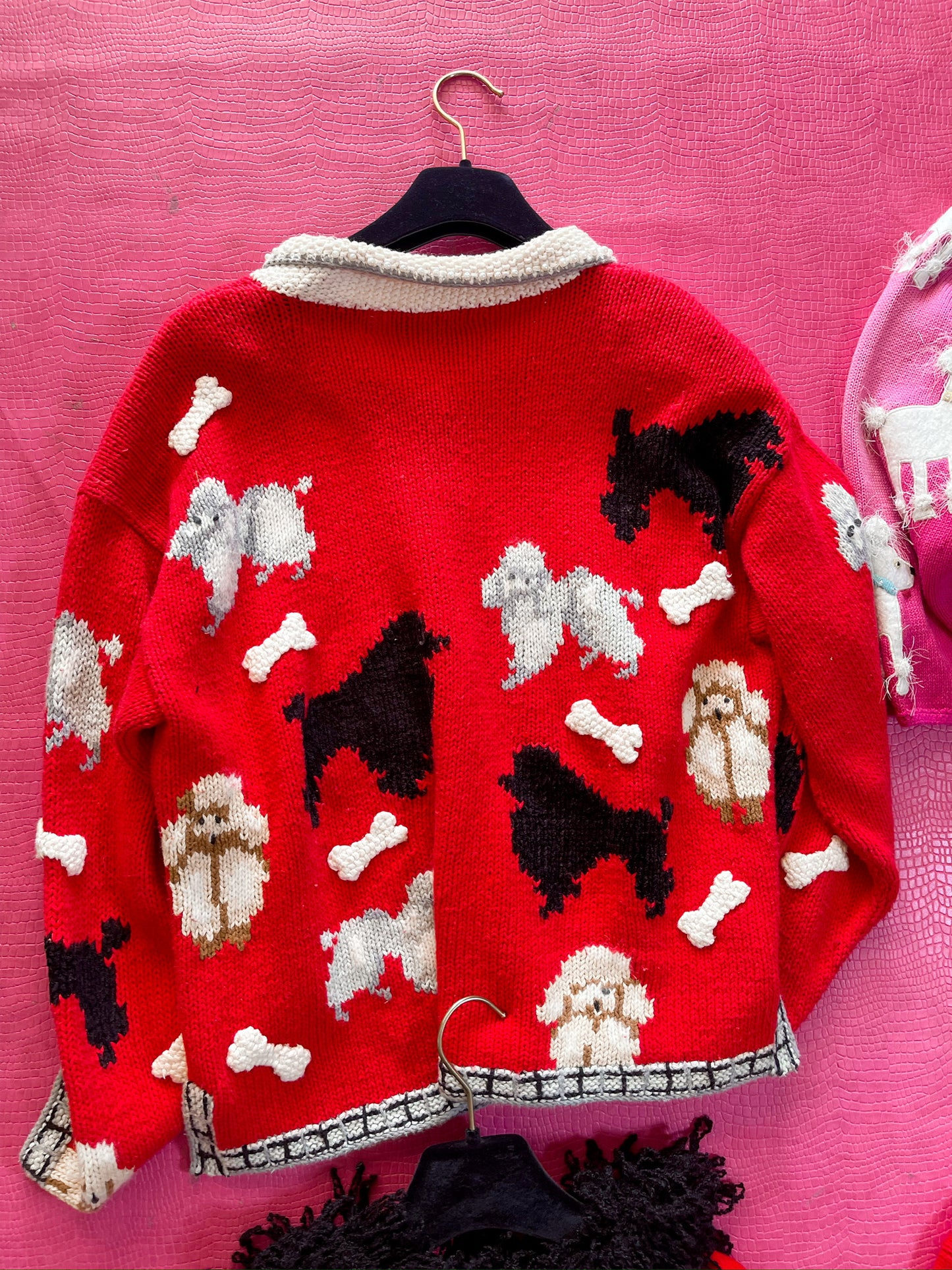 Vintage 90s "Raphels" Poodle Cardigan Sweater - Fits Most Sizes