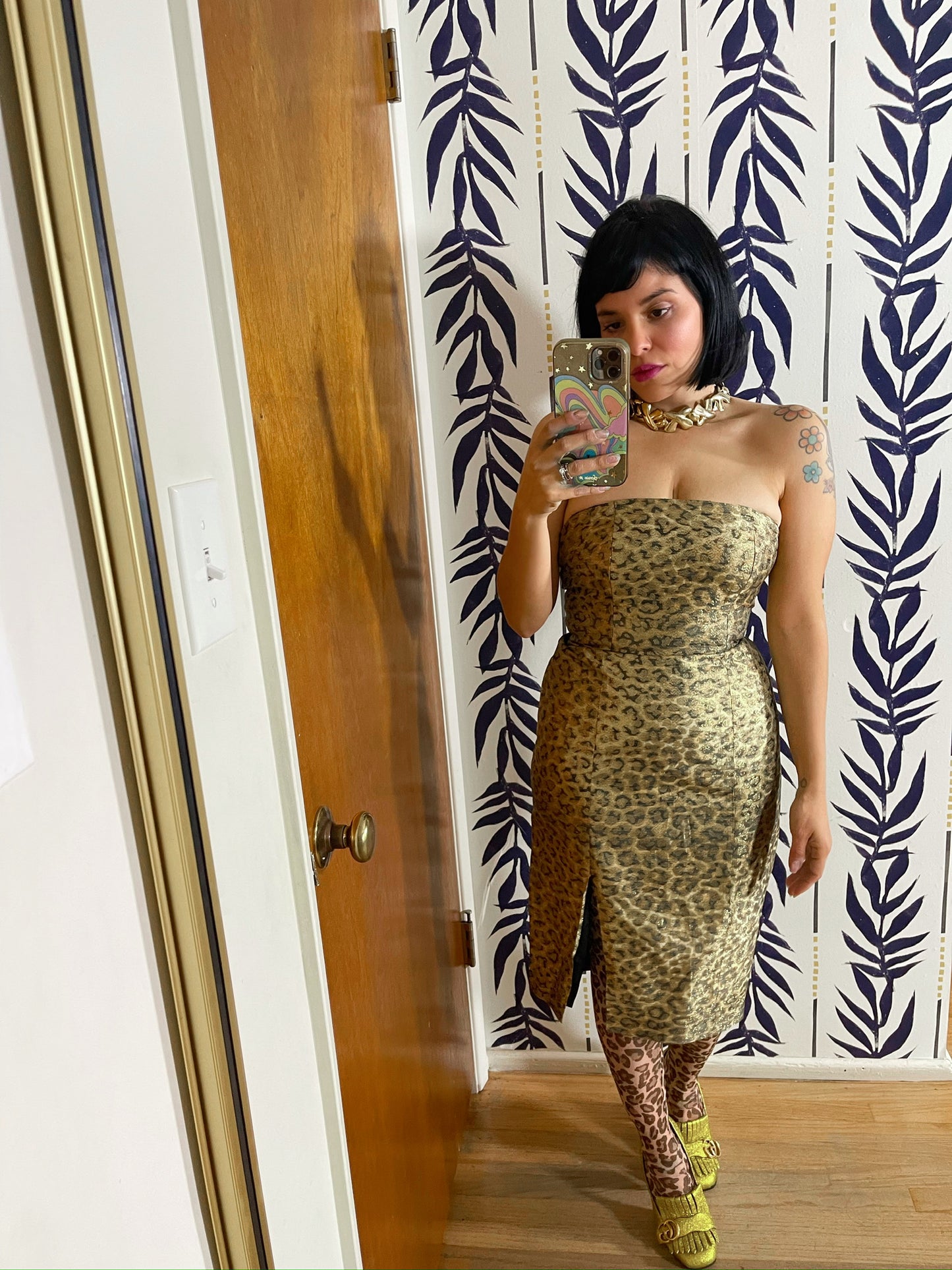 Vintage 90s "To Zio" Strapless Cheetah Dress - Best Fits Size XXS-XS