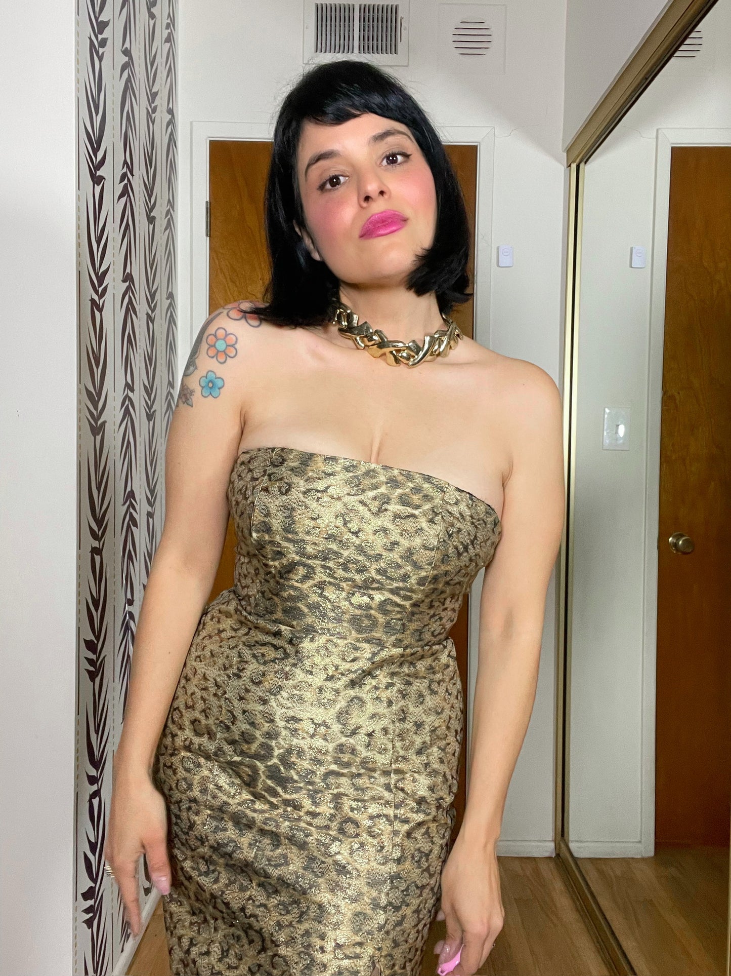 Vintage 90s "To Zio" Strapless Cheetah Dress - Best Fits Size XXS-XS