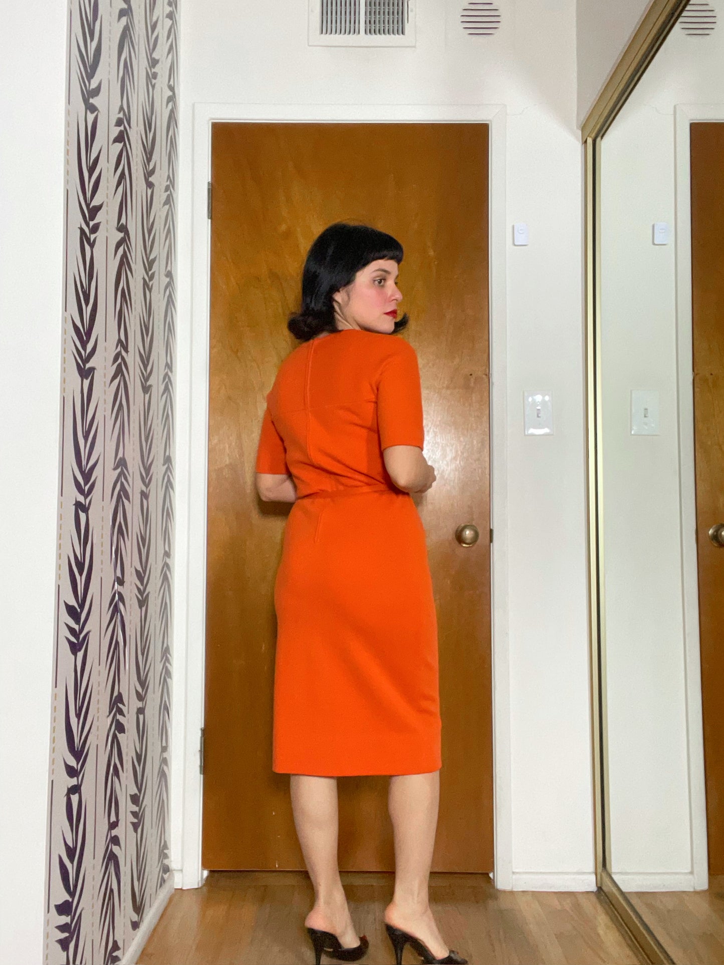 Vintage 60s "Goldworm" Orange Wool Knit Dress - Best Fits Size XS-M, Possibly L
