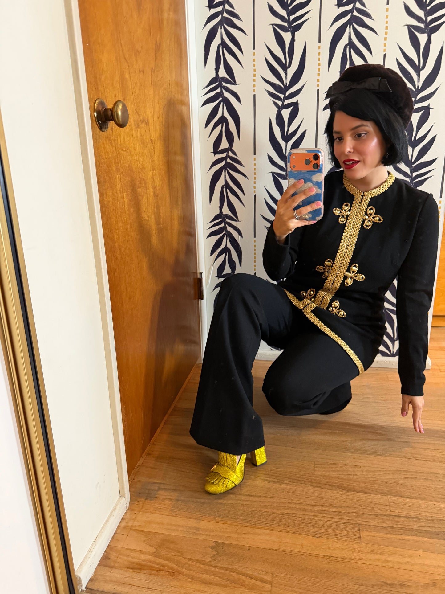 60s Gia Ninno 100% Wool Soft Knit Tunic Matching Pant Set Fits S-M & Possible Size L