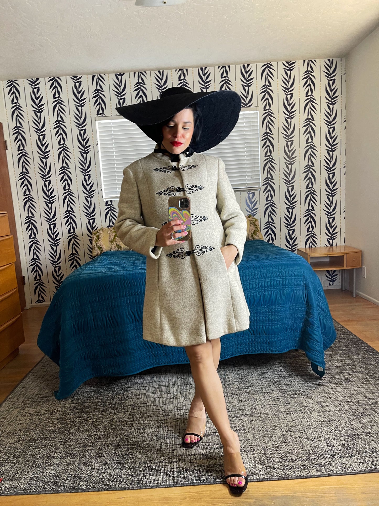 Vintage 50s / 60s Whimsical Made in Austria Wool Coat Fits Sizes XS-SM