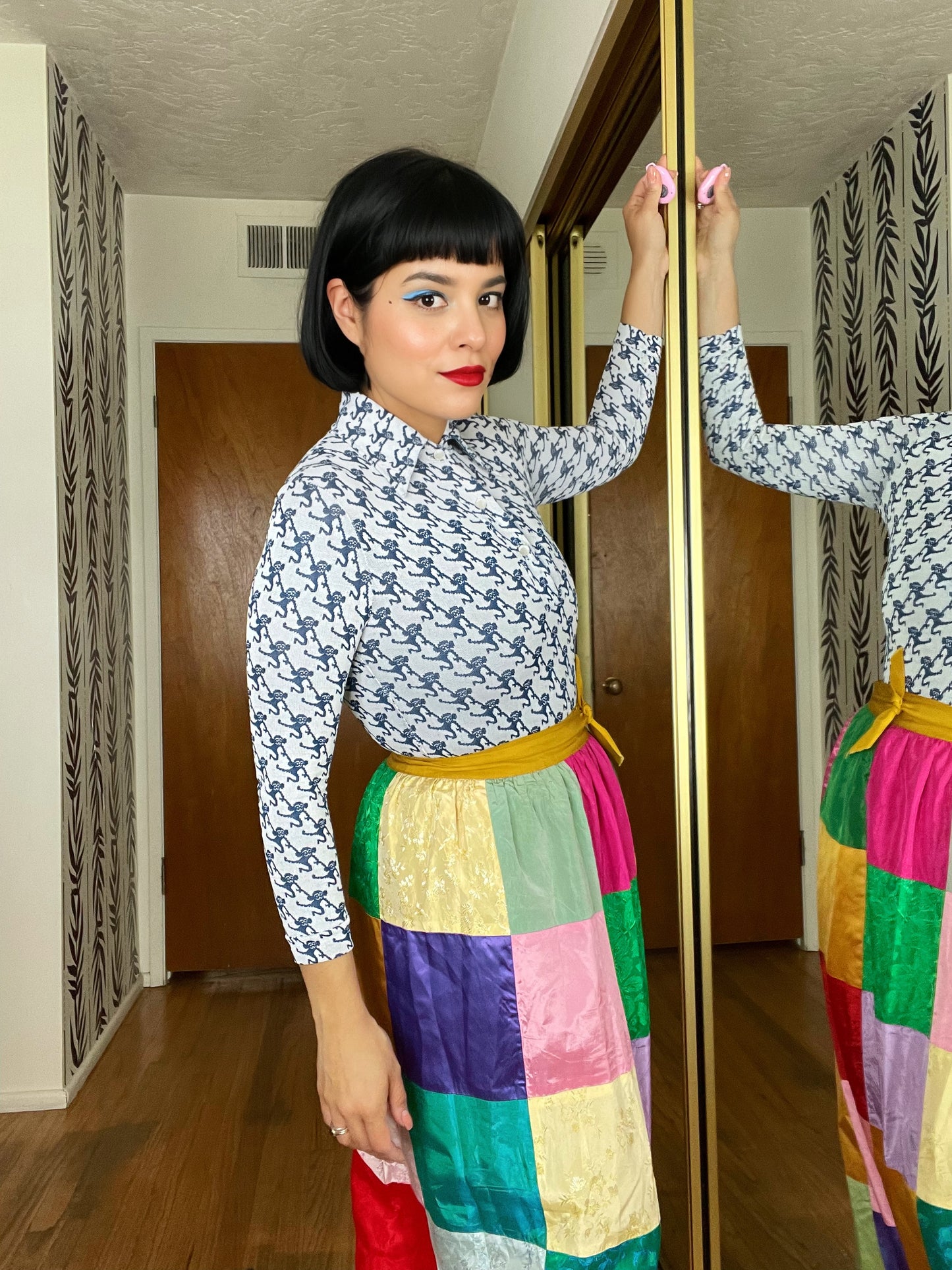 Vintage 60s / 70s Patchwork Wrap Maxi Skirt Fits Sizes XS-M