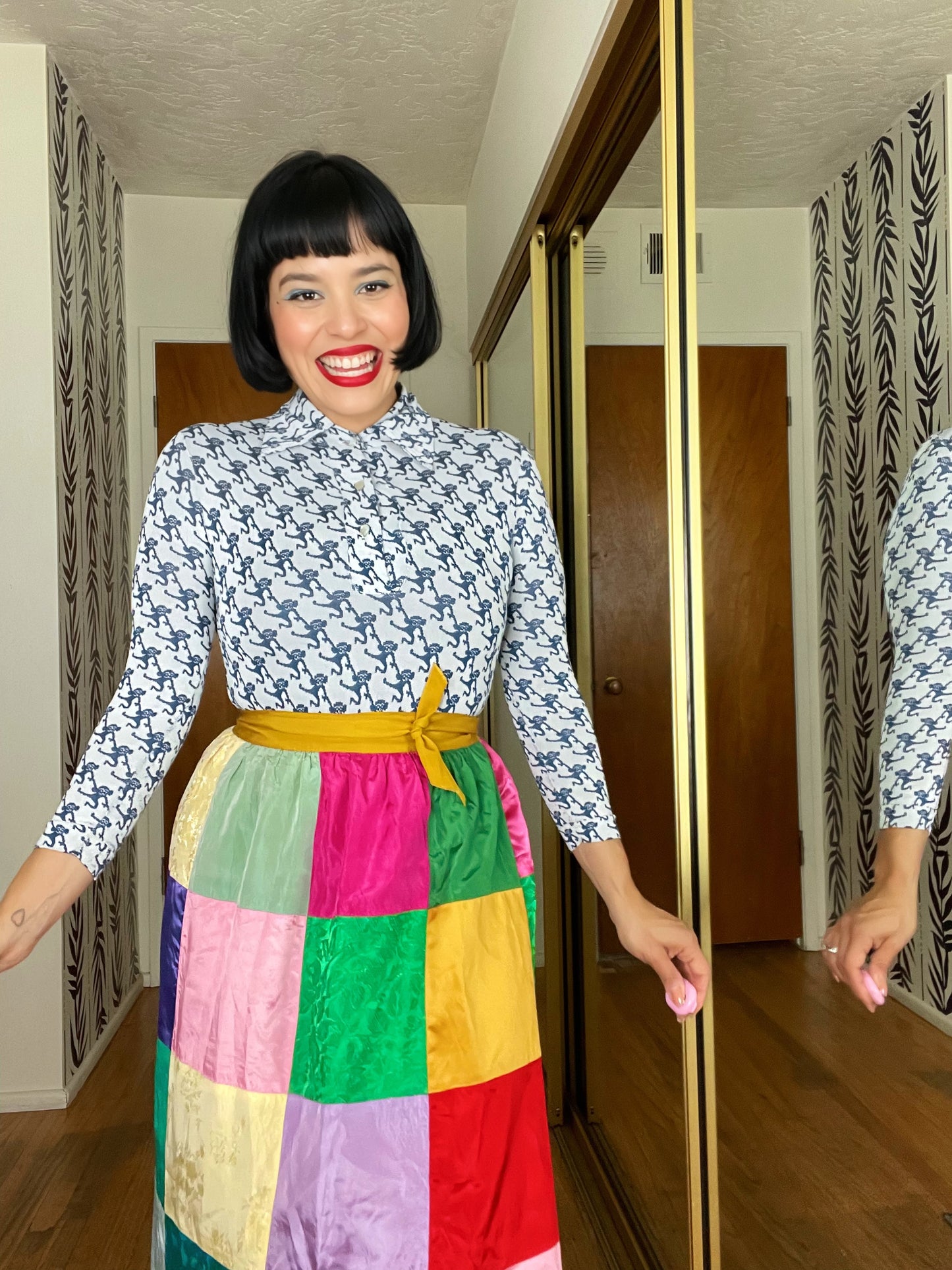 Vintage 60s / 70s Vintage Monkeys-in-a-Barrel stretchy Long Sleeve Bodysuit Fits Sizes XXS-XS