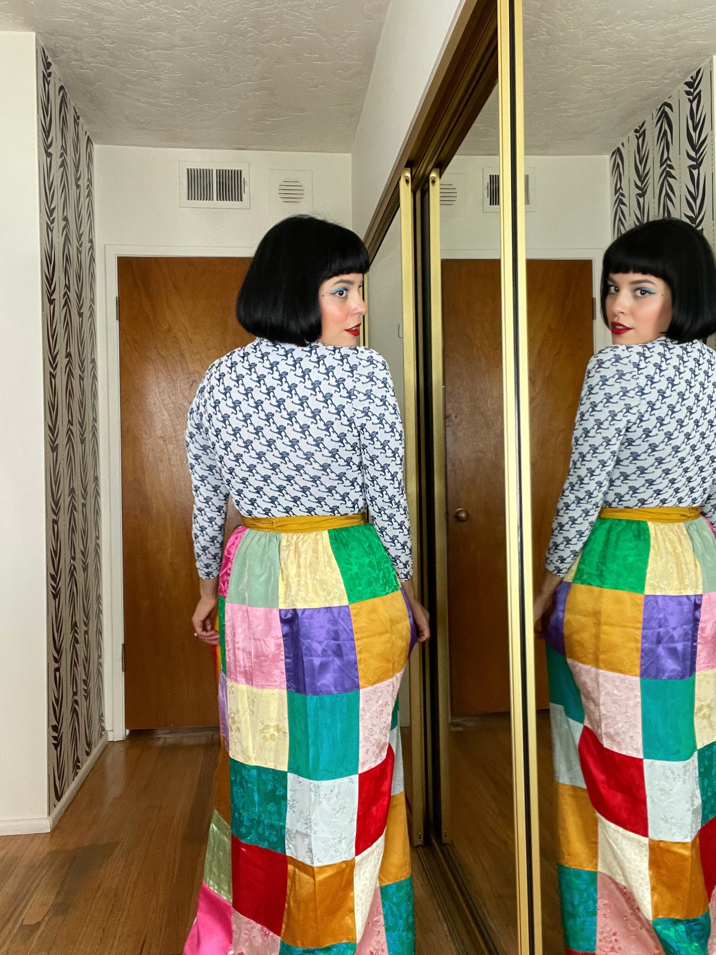 Vintage 60s / 70s Patchwork Wrap Maxi Skirt Fits Sizes XS-M