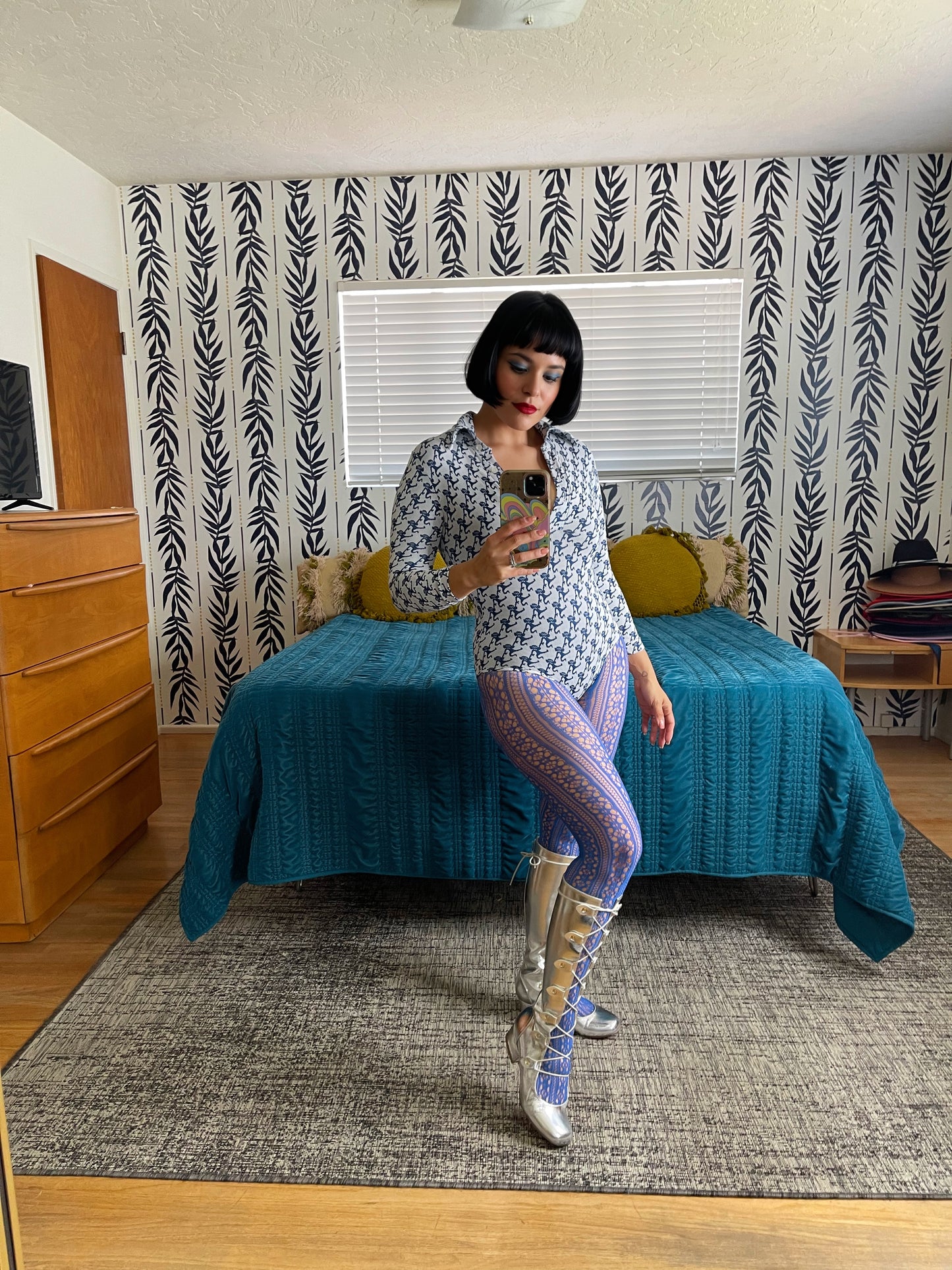 Vintage 60s / 70s Vintage Monkeys-in-a-Barrel stretchy Long Sleeve Bodysuit Fits Sizes XXS-XS