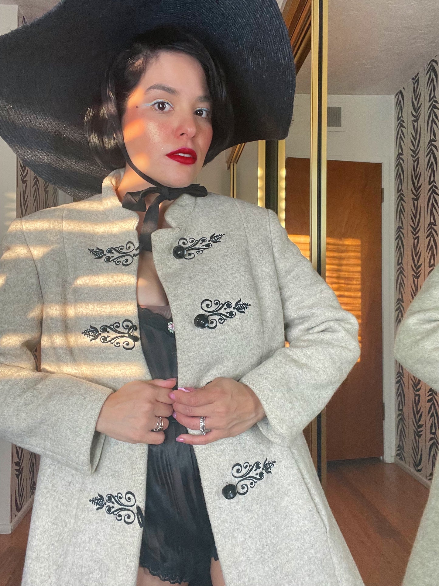 Vintage 50s / 60s Whimsical Made in Austria Wool Coat Fits Sizes XS-SM