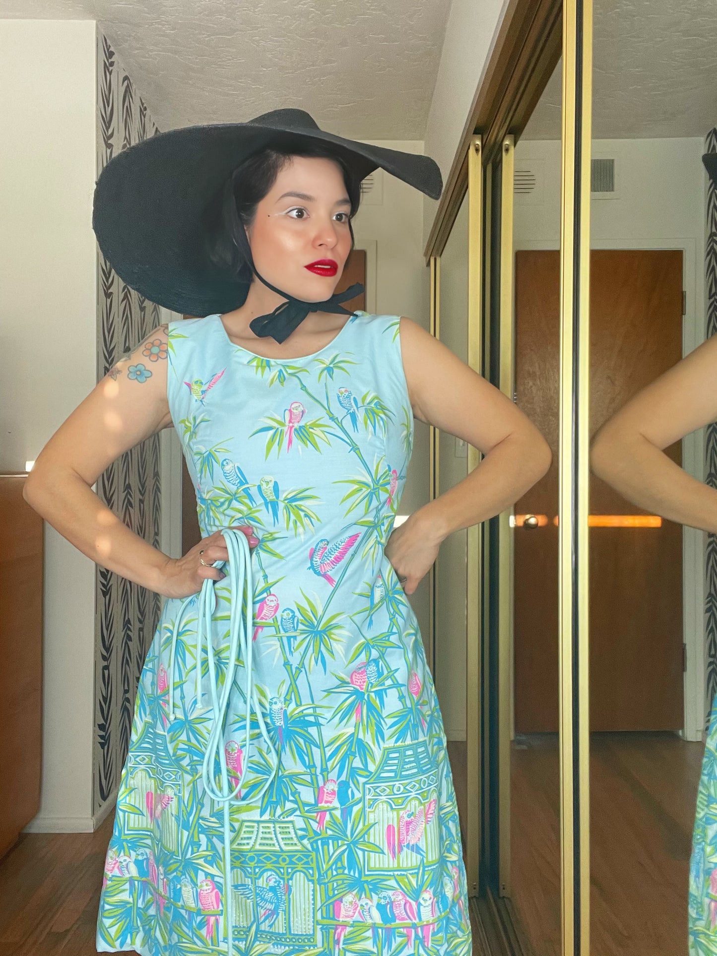 Vintage 60s "Lee Stevens Miami" Tropical Novelty Print Shift Dress  - Best Fits Sizes XS-S & Possible Size M