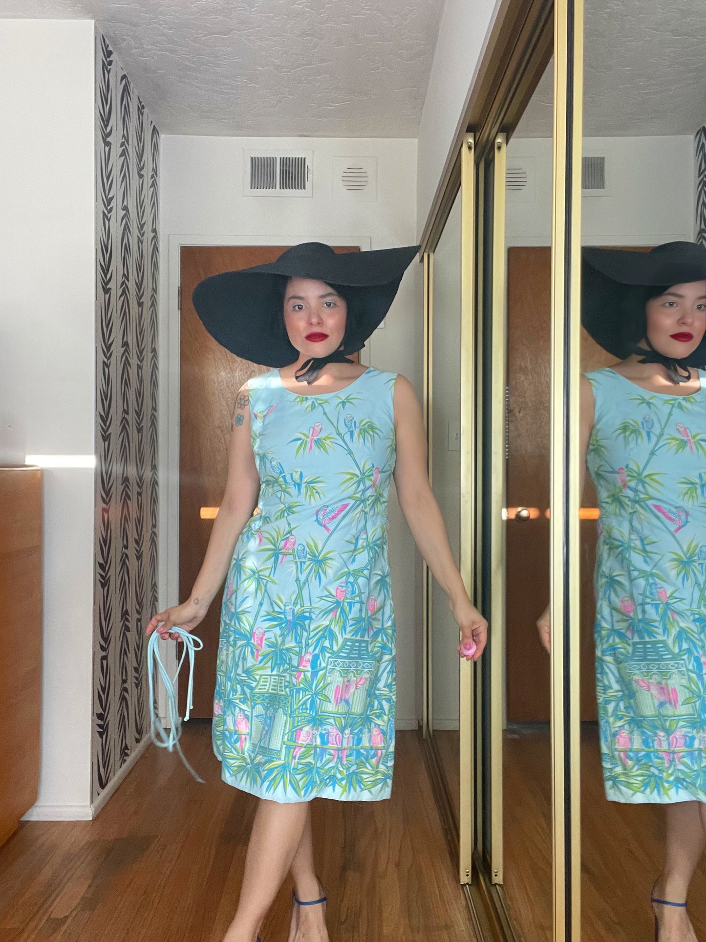 Vintage 60s "Lee Stevens Miami" Tropical Novelty Print Shift Dress  - Best Fits Sizes XS-S & Possible Size M