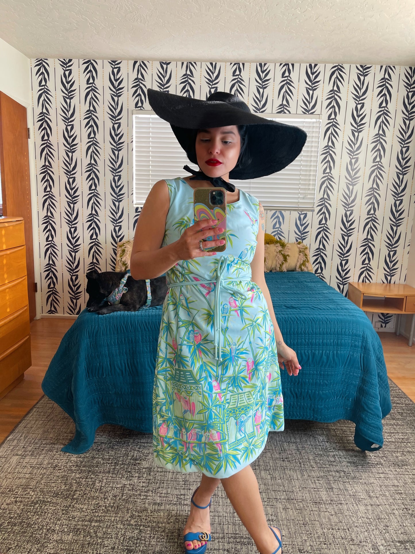 Vintage 60s "Lee Stevens Miami" Tropical Novelty Print Shift Dress  - Best Fits Sizes XS-S & Possible Size M