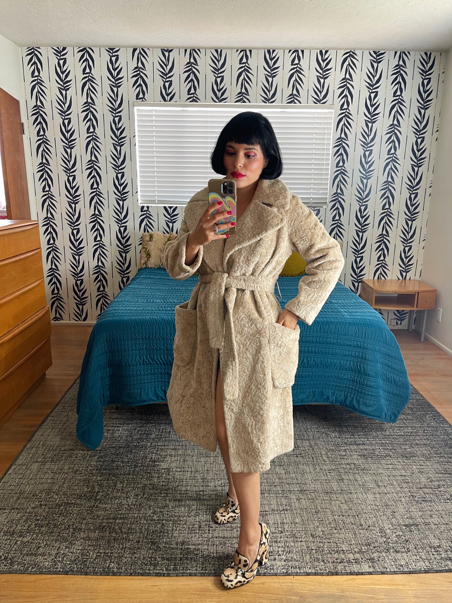 Vintage 60s / 70s Plush Teddy Bear Duster Coat Fits Sizes XS-M