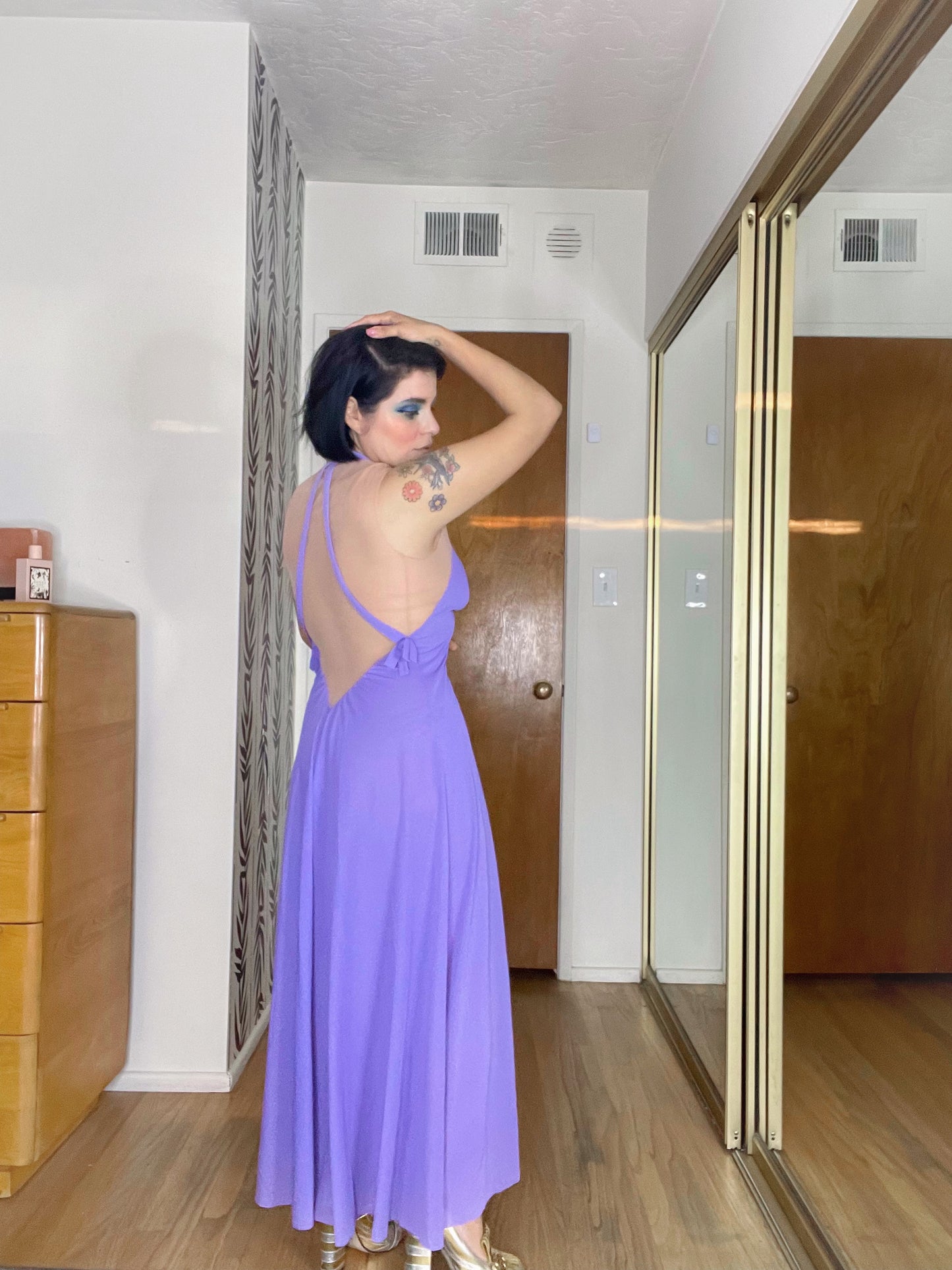 Vintage 60s Claire Sandra by Lucie Ann Beverly Hills Lavender Slip Dress Fits Sizes XS-SM & Possible Size M