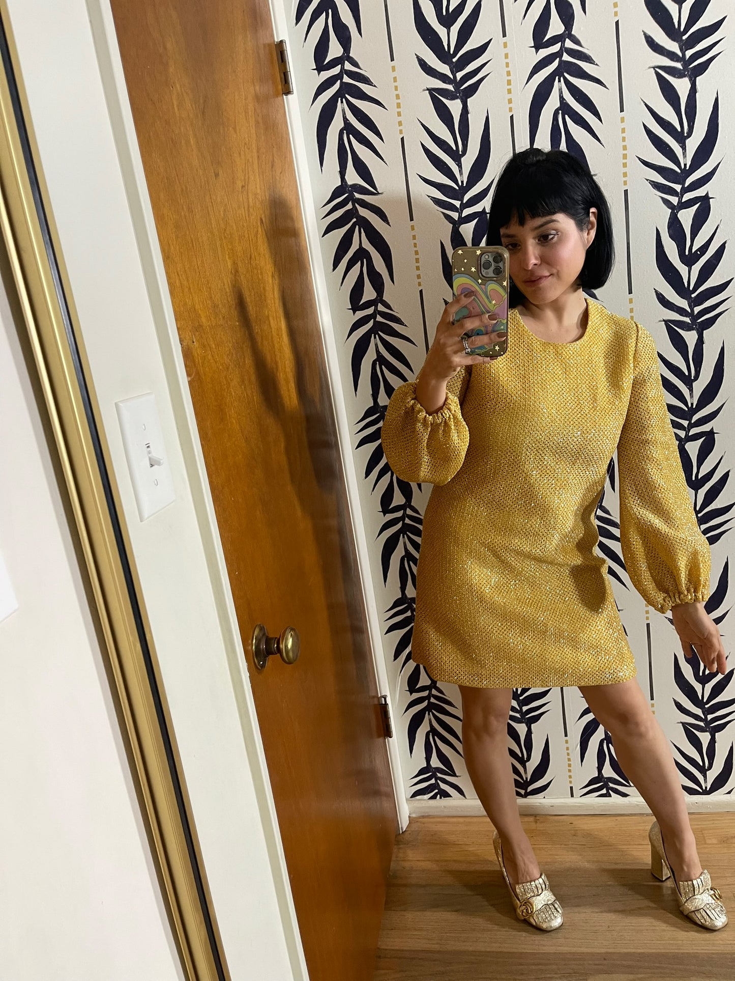 Vintage 60s "Union Ladies Wear" Gold Glittery Dress - Best Fits Size XS-M