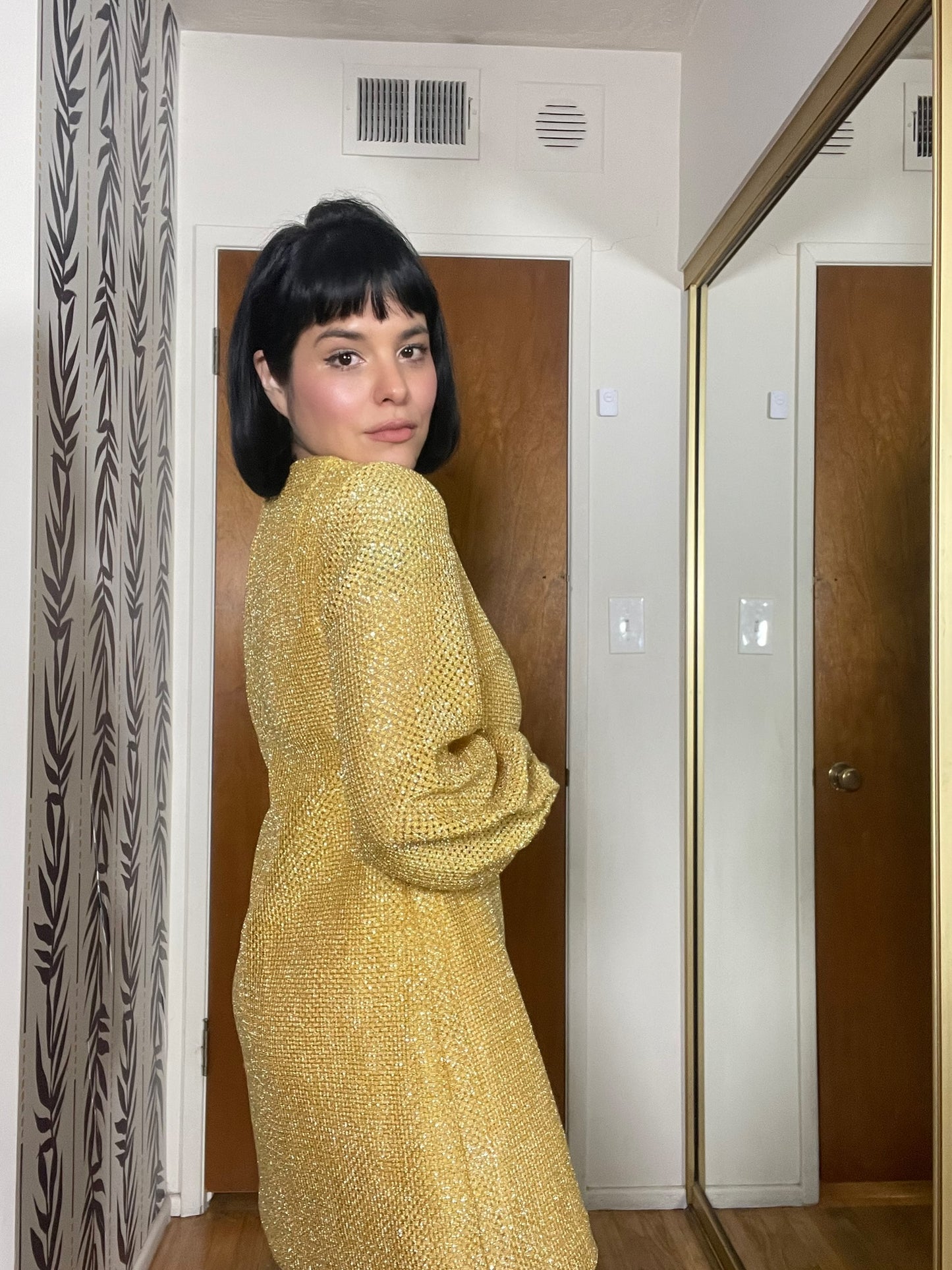 Vintage 60s "Union Ladies Wear" Gold Glittery Dress - Best Fits Size XS-M