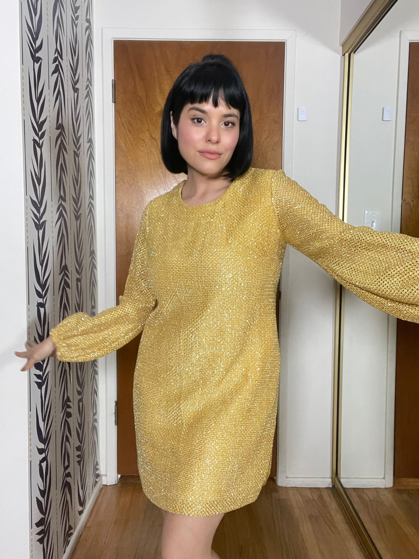 Vintage 60s "Union Ladies Wear" Gold Glittery Dress - Best Fits Size XS-M